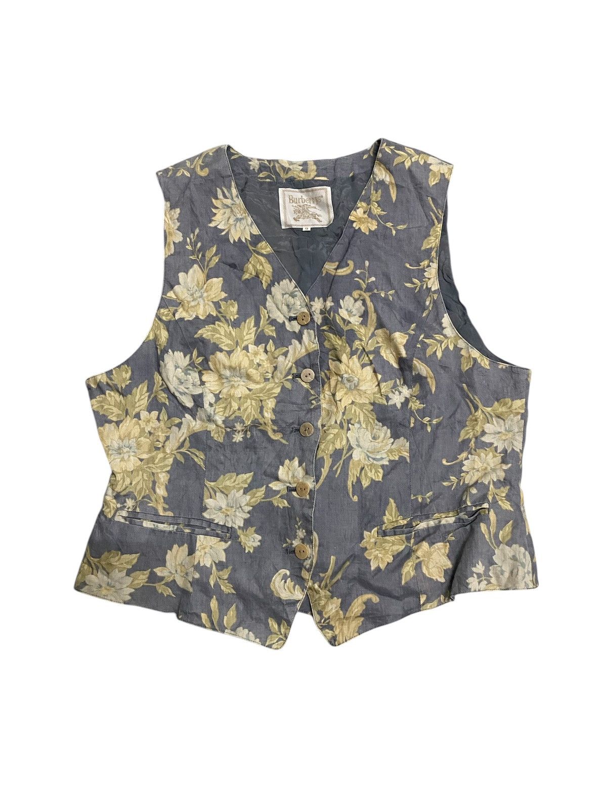 Burberry × Japanese Brand × Vintage Vintage Burberrys Floral Vest Size 36R - 1 Thumbnail