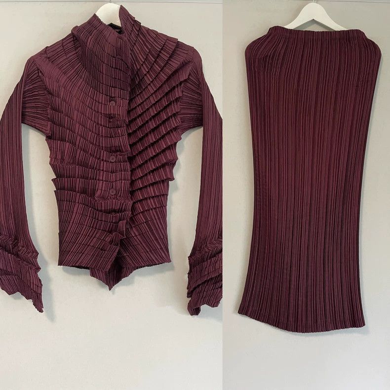 Other Issey Miyake size:2 A wine red pleated cardigan Size XS / US 0-2 / IT 36-38 - 3 Thumbnail