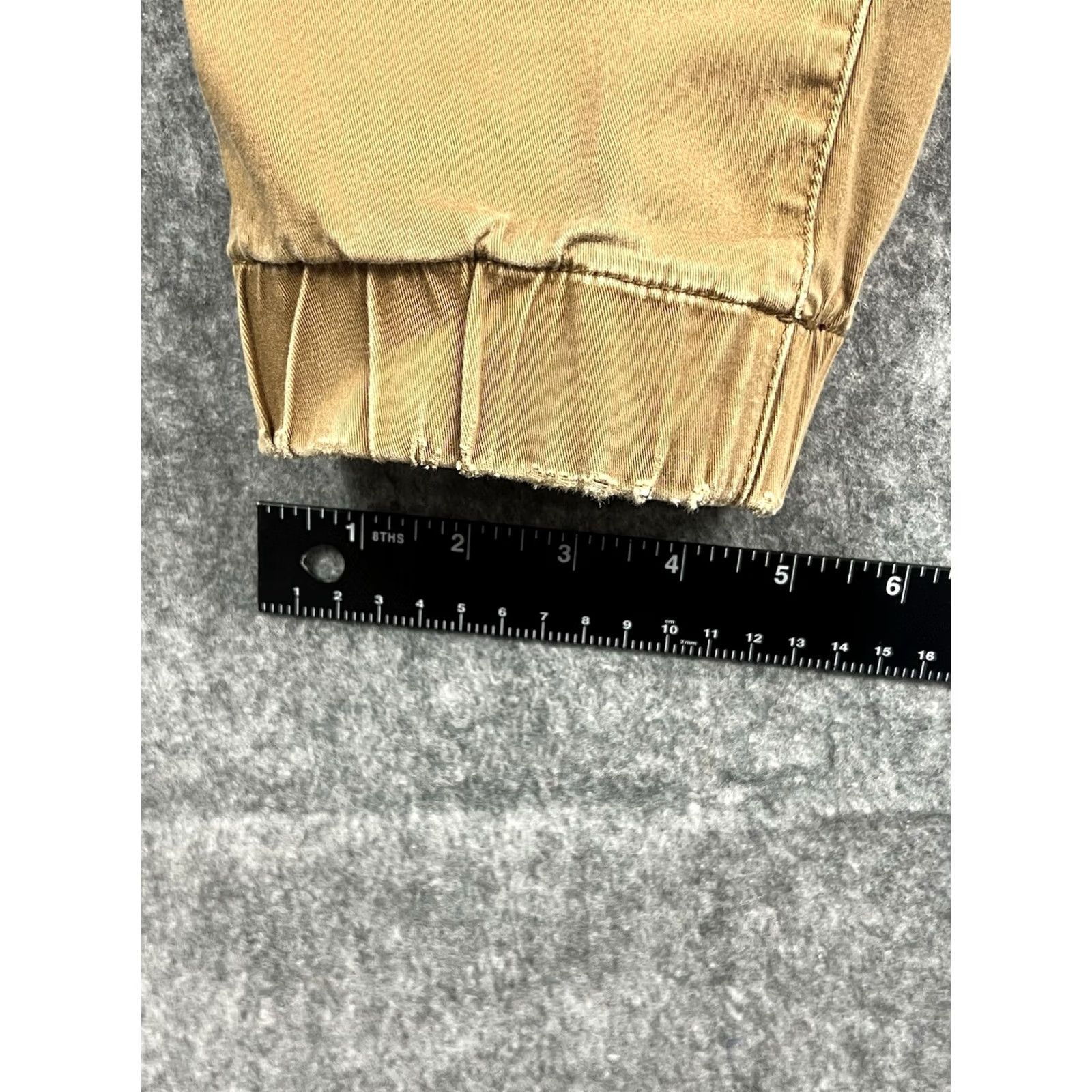 Denime Bullhead Denim Mens Khaki Jogger Pants Slim Fit Elastic Waist Size M Brown 28in Inseam Front Slant Pockets Casual Pants Size US 31 - 4 Thumbnail