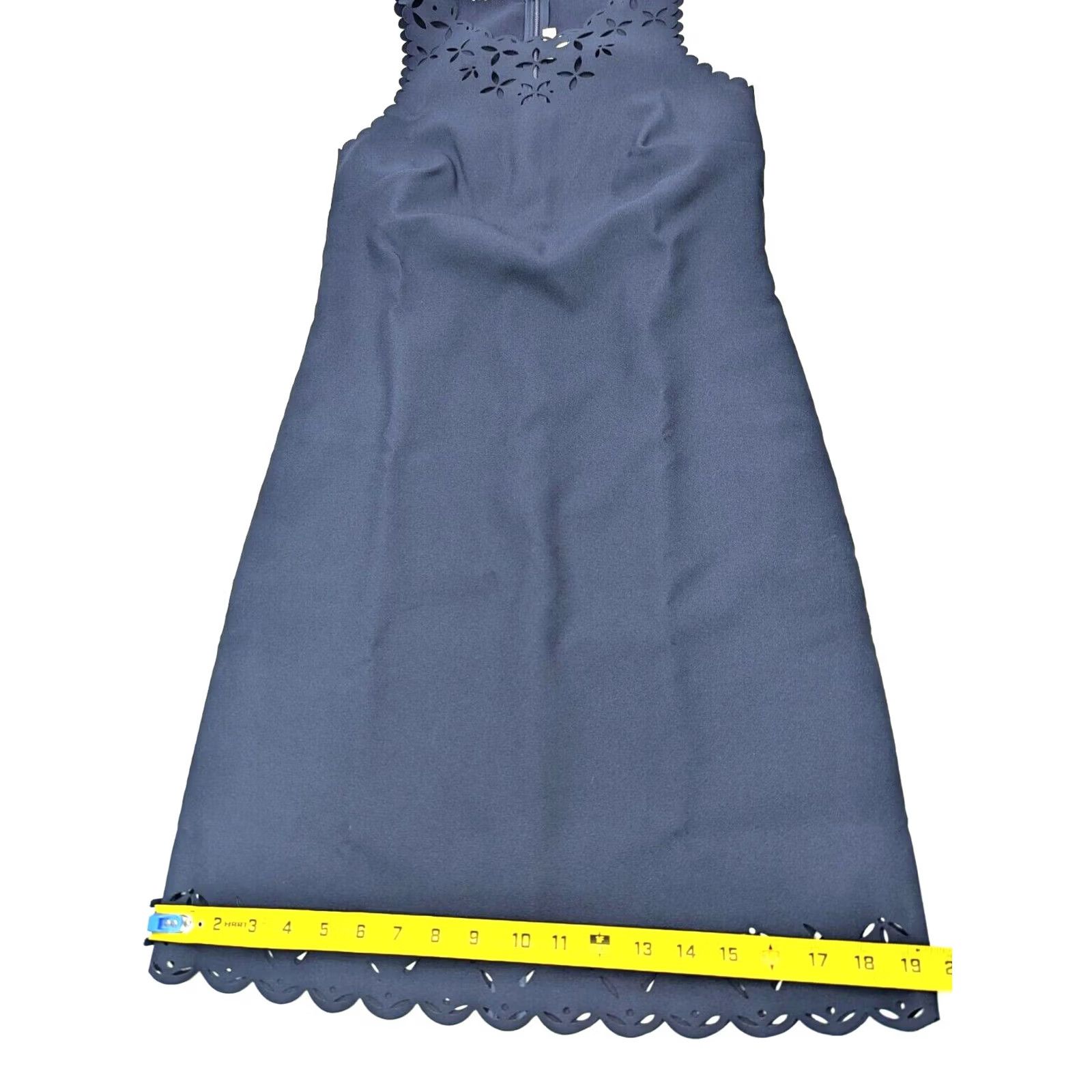 J.Crew J.Crew Navy Sleeveless Shift Dress Women 00 Laser Cut Scalloped Hem EUC Size XXS / US 00 / IT 34 - 4 Thumbnail