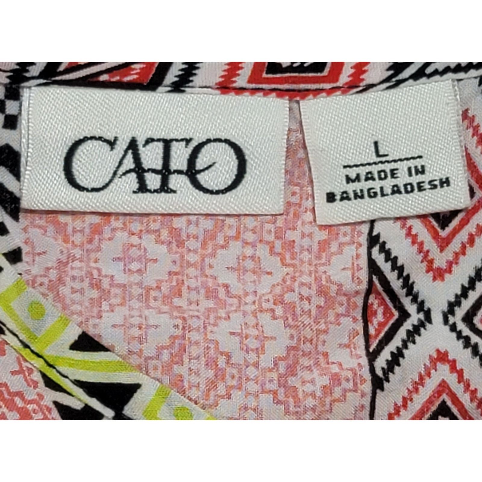 Other Cato Pink Black Yellow Geo Print Short Batwing Sleeve Large Size L / US 10 / IT 46 - 3 Thumbnail