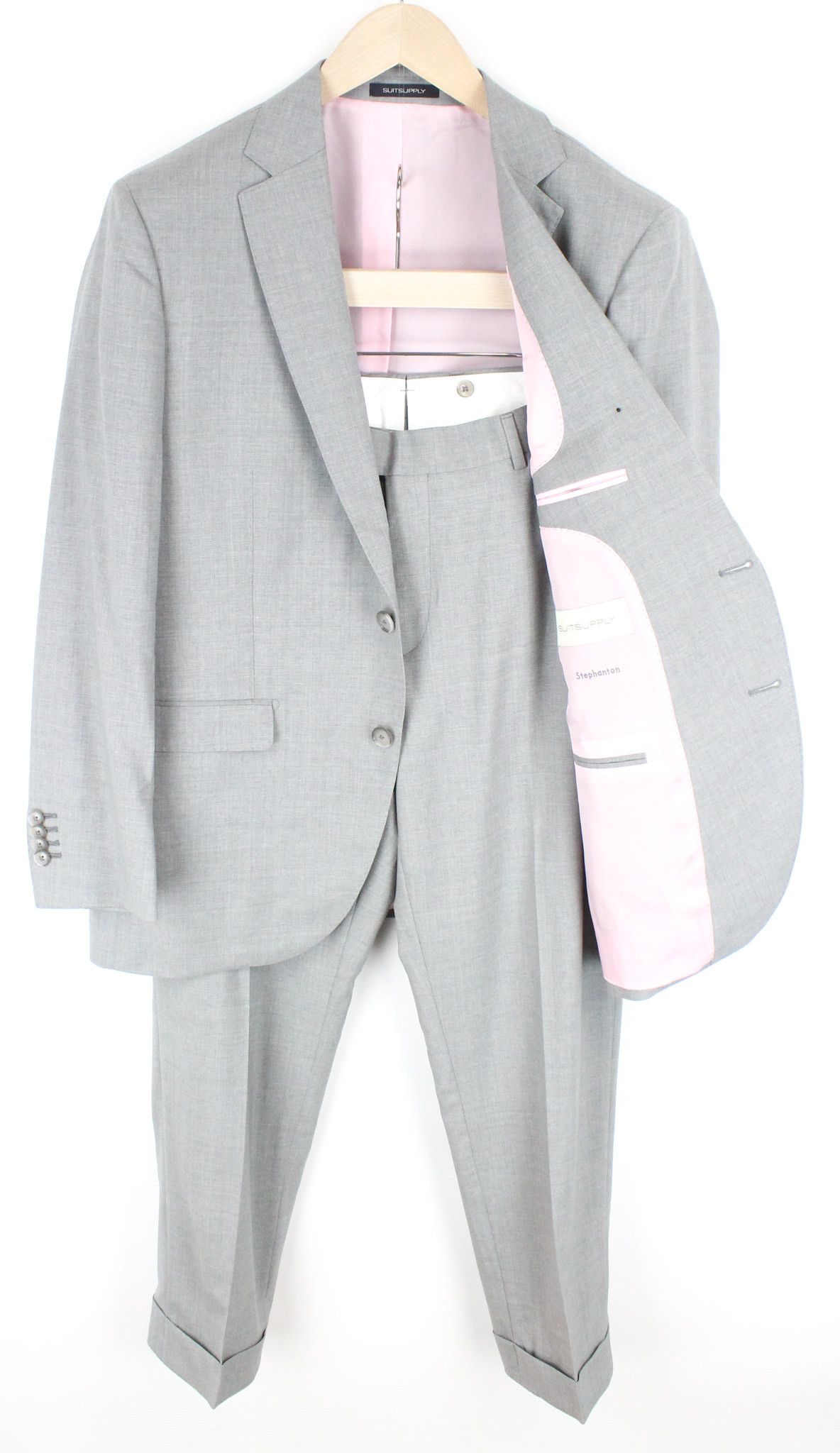 Suitsupply LA SPALLA UK40S Wool Grey Suit 73584 Size 40S - 1 Thumbnail