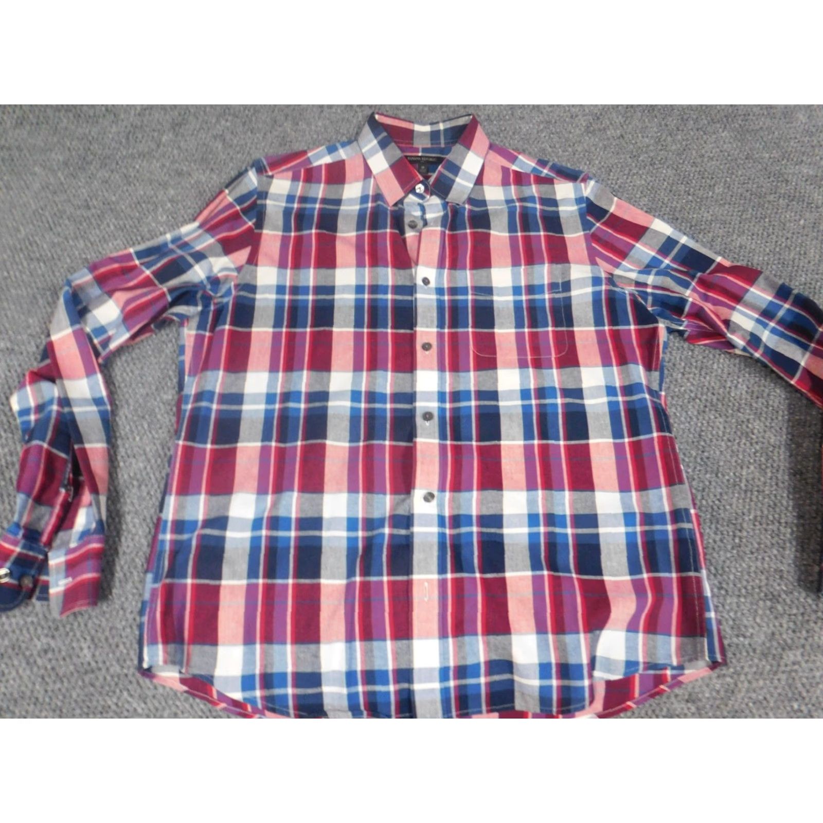 Banana Republic Banana Republic Mens Shirt Medium Red Plaid Button-Down Knit Cotton Slim Long Sleeve Button-Up Travel Casual Mens Regular Size M Red Size US M / EU 48-50 / 2 - 5 Thumbnail