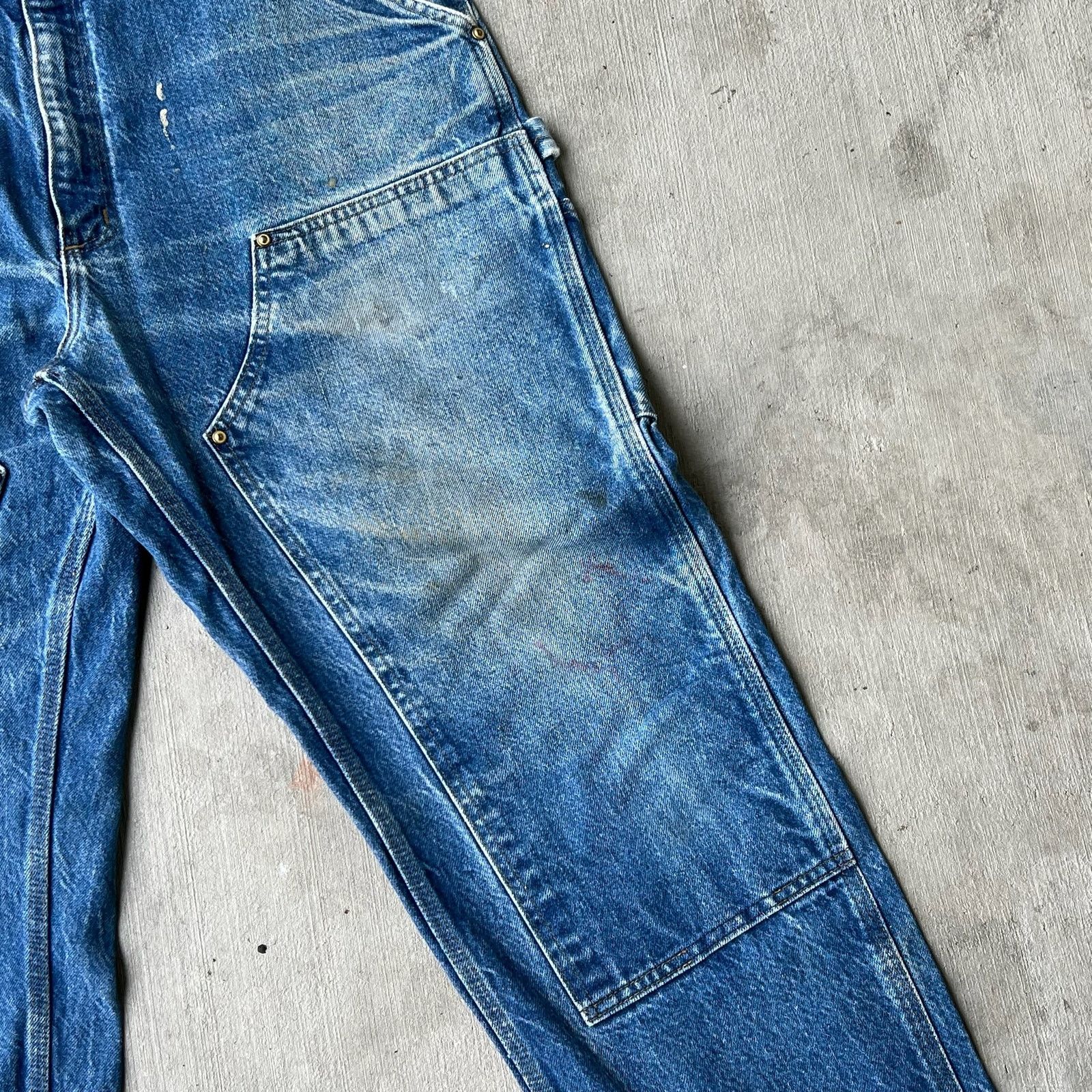 Carhartt × Vintage Carhartt faded denim blue jean double knee work wear pants Size US 35 - 10 Thumbnail