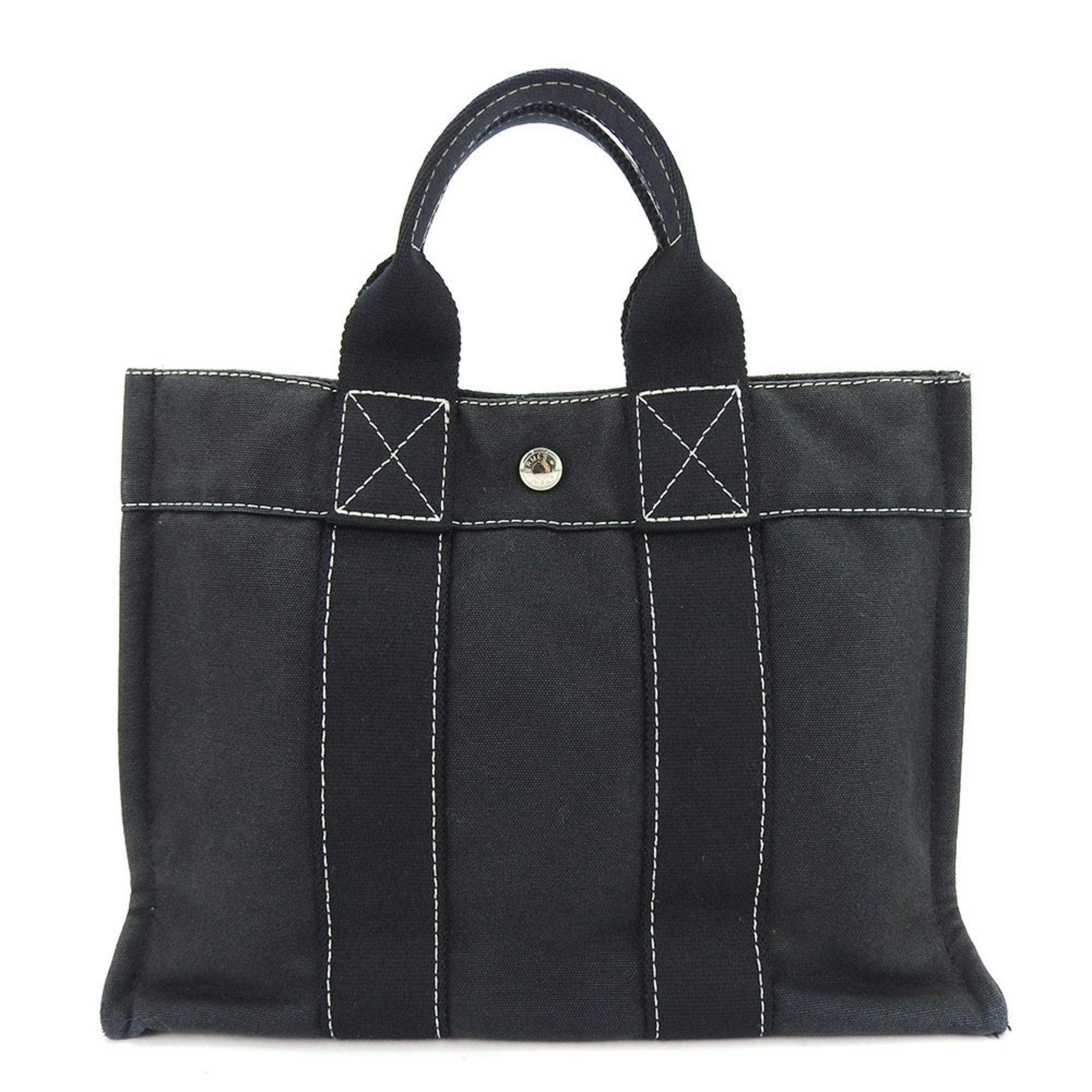 image of Hermes Tote Bag Deauville Canvas Black Unisex Women Men Hermes