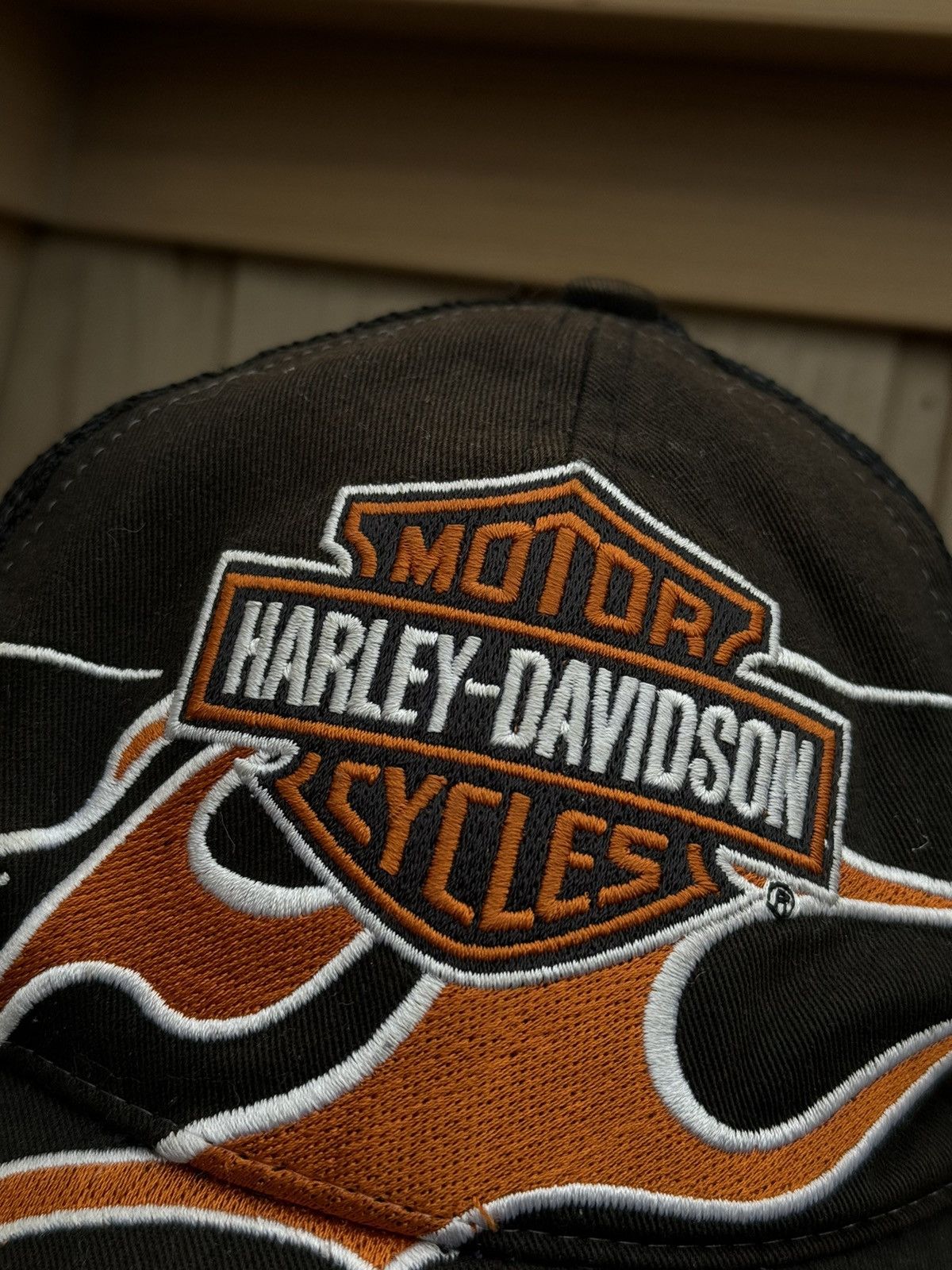 Harley Davidson × Vintage Y2K Harley Davidson flame trucker Cap vintage Size ONE SIZE - 8 Thumbnail