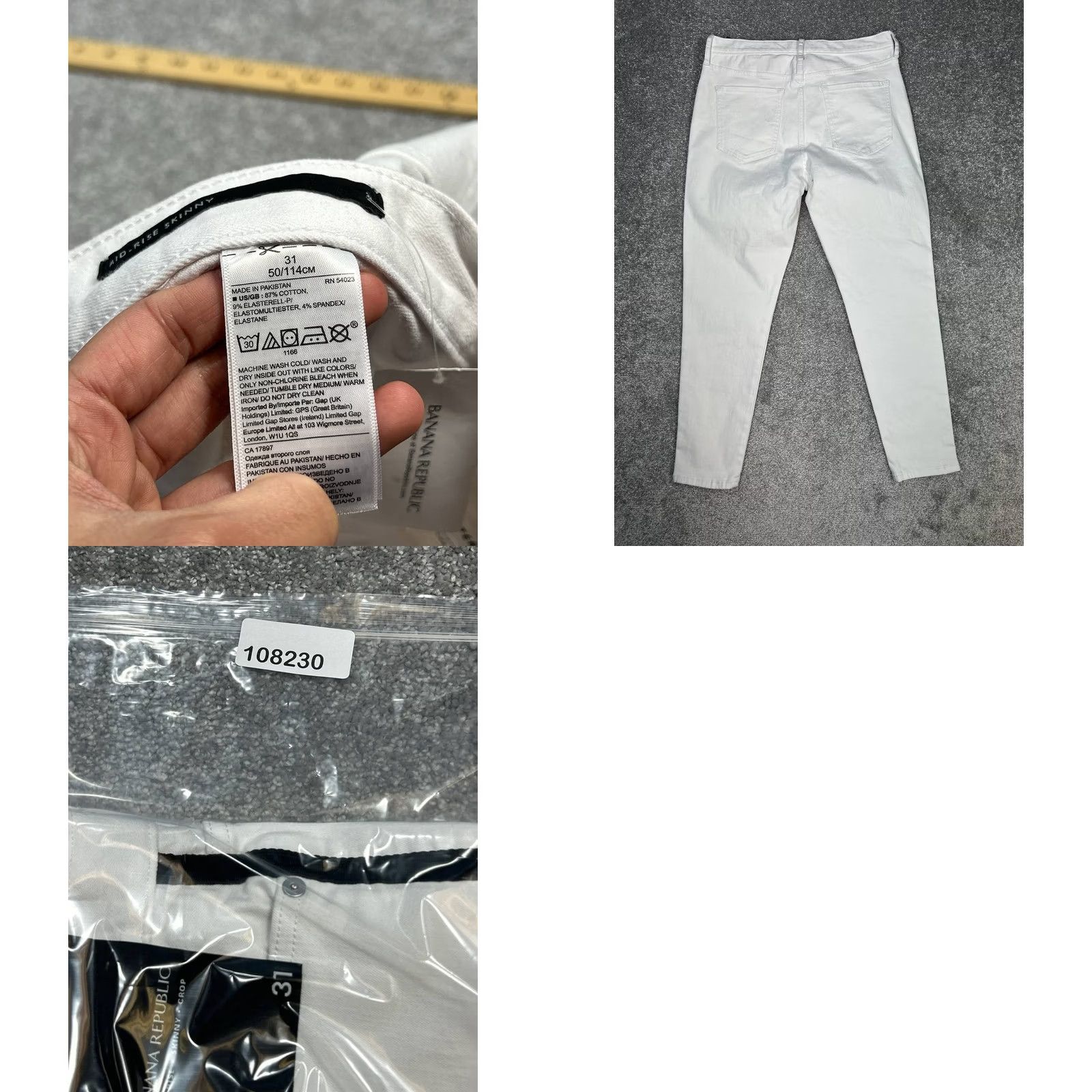 Banana Republic Banana Republic Skinny Jeans Womens 31 White Denim Stretch Mid Rise 32x6 Size 24" / US 00 / IT 34 - 8 Thumbnail