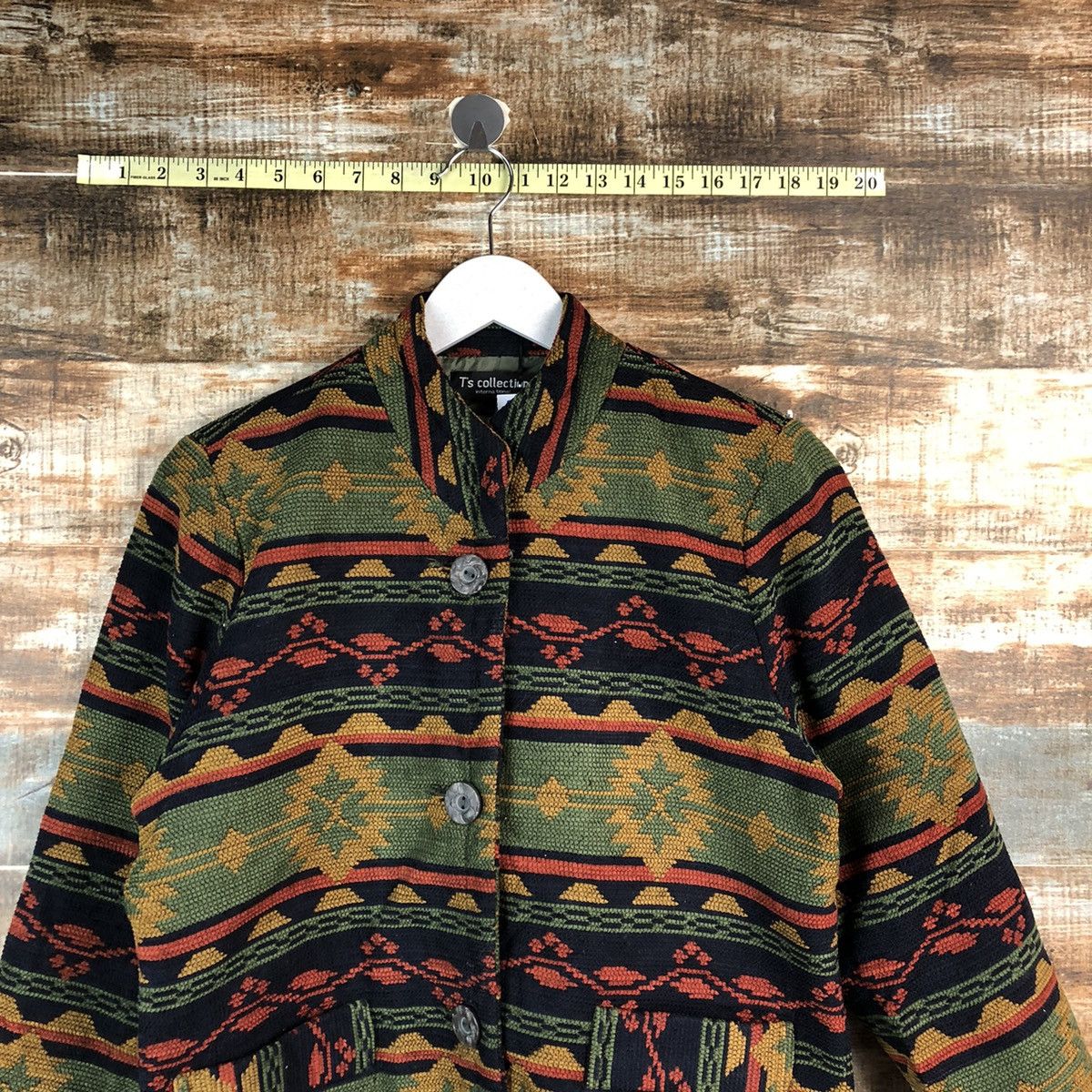 Homespun Knitwear × Japanese Brand TS Collection Green Knitwear art jacket vintage #A2480 Size S / US 4 / IT 40 - 2 Thumbnail