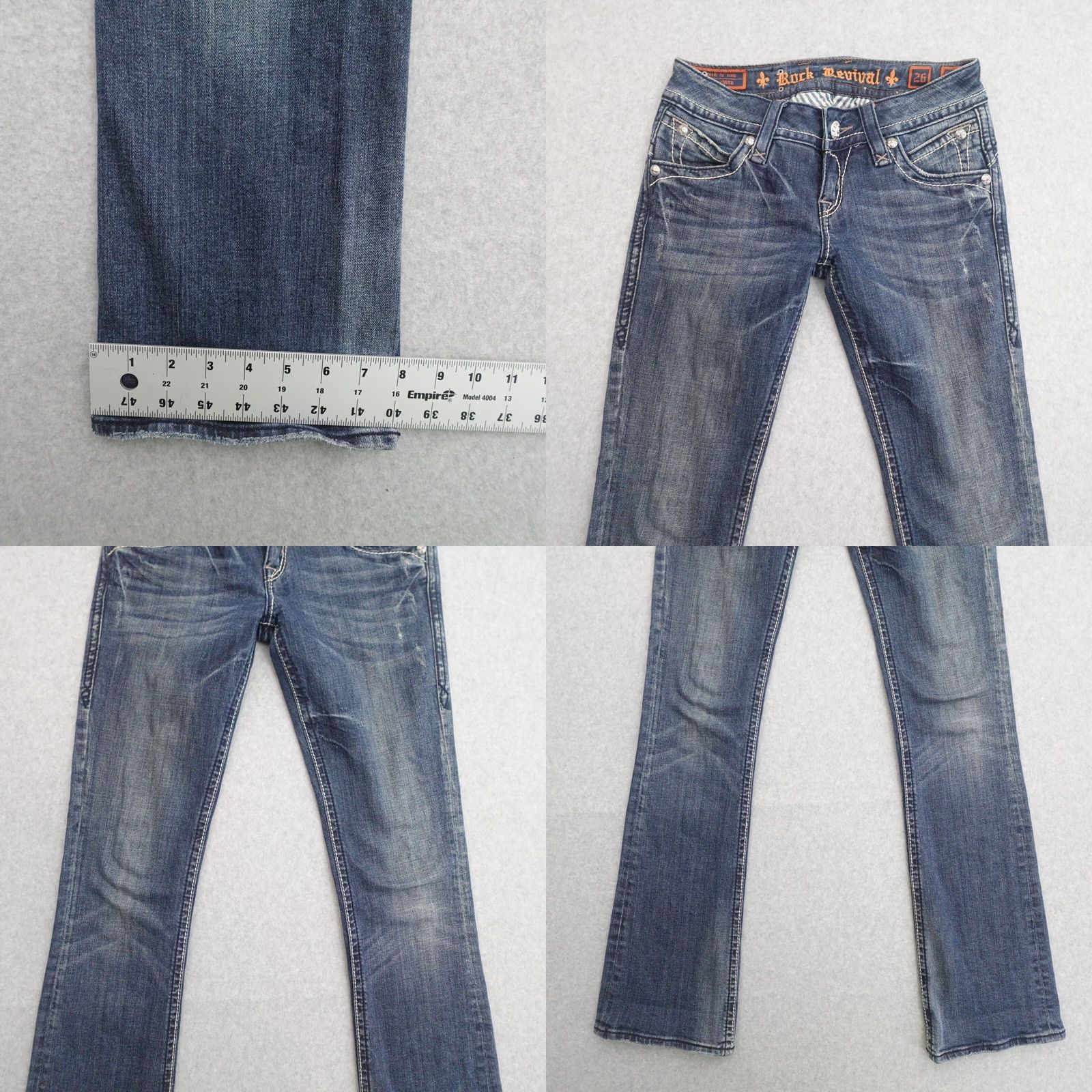Vintage ROCK REVIVAL Stephanie Jeans Womens Size 26 Blue Denim Low Rise Boot Cut Size 26" / US 2 / IT 38 - 8 Thumbnail