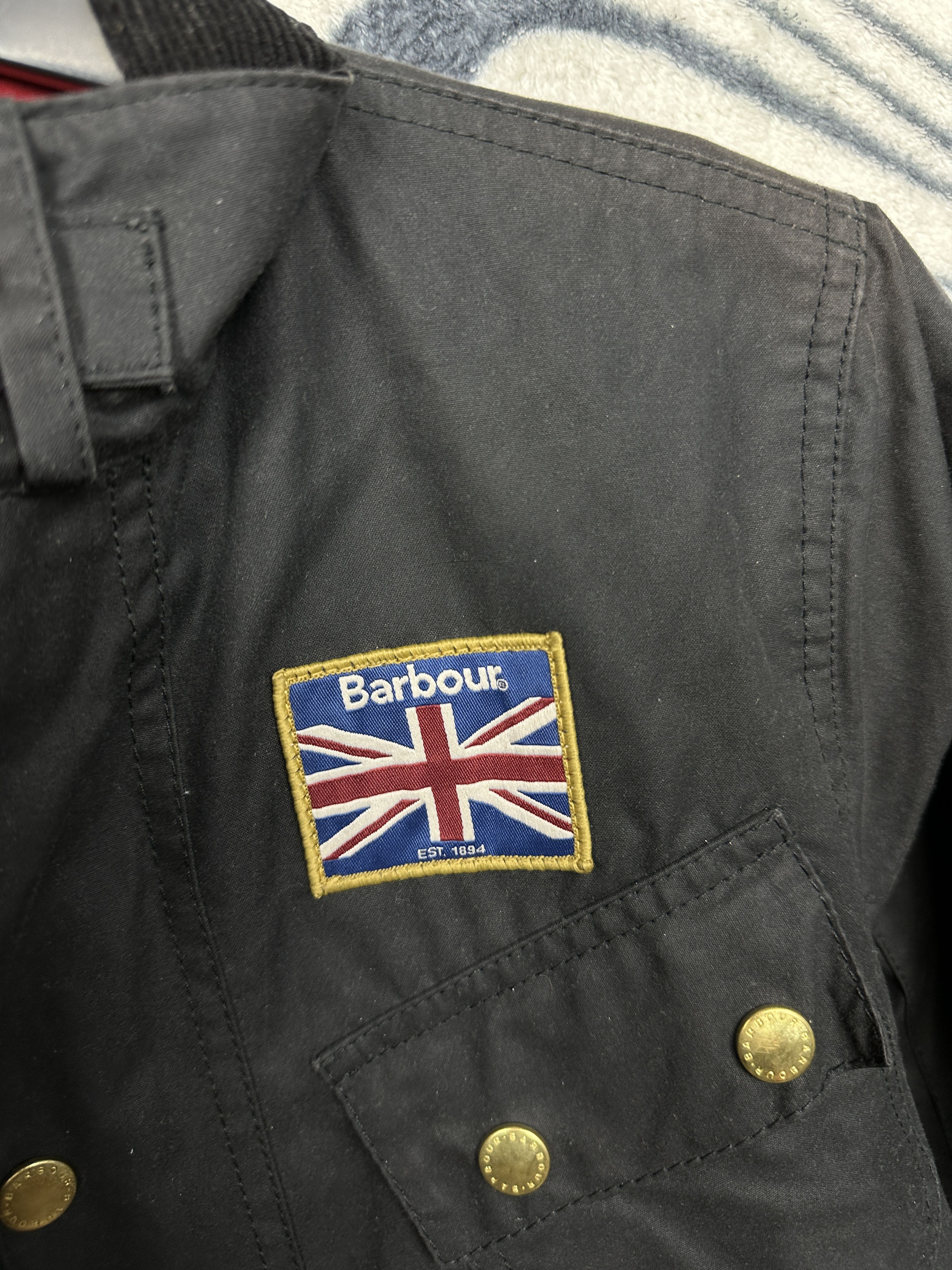 Barbour Barbour International Union Jack Kids Wax Waxed Jacket Size US XXS / EU 40 - 4 Thumbnail