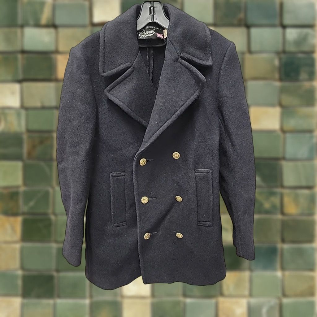 Gloverall VINTAGE Gloverall Peacoat Mens Coat 36 Black Wool Cotton Rayon M Made In England Mens Regular Size 36 Black Pea Coat Size US 36 / EU 52 - 1 Thumbnail
