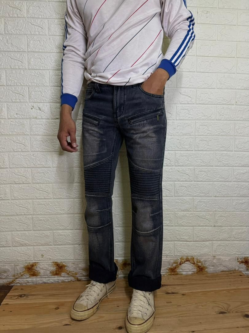 Japanese Brand 💥SLIM STRAIGHT BALMAIN INSPIRED BIKER DENIM JEAN BY JAPANESE Size US 31 - 3 Thumbnail