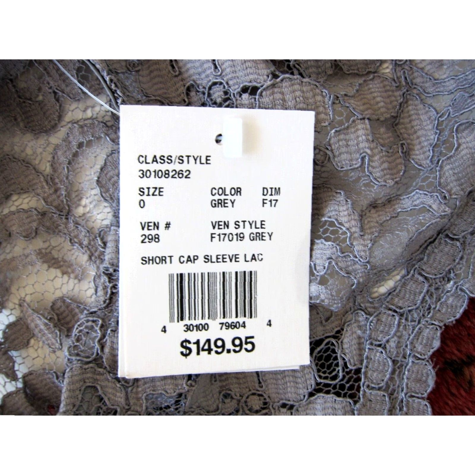 Vintage NWT David's Bridal Grey Embroidered Short Cap Sleeve Satin Sheath Dress Size 0 Size 25" / US 0 / IT 36 - 7 Thumbnail