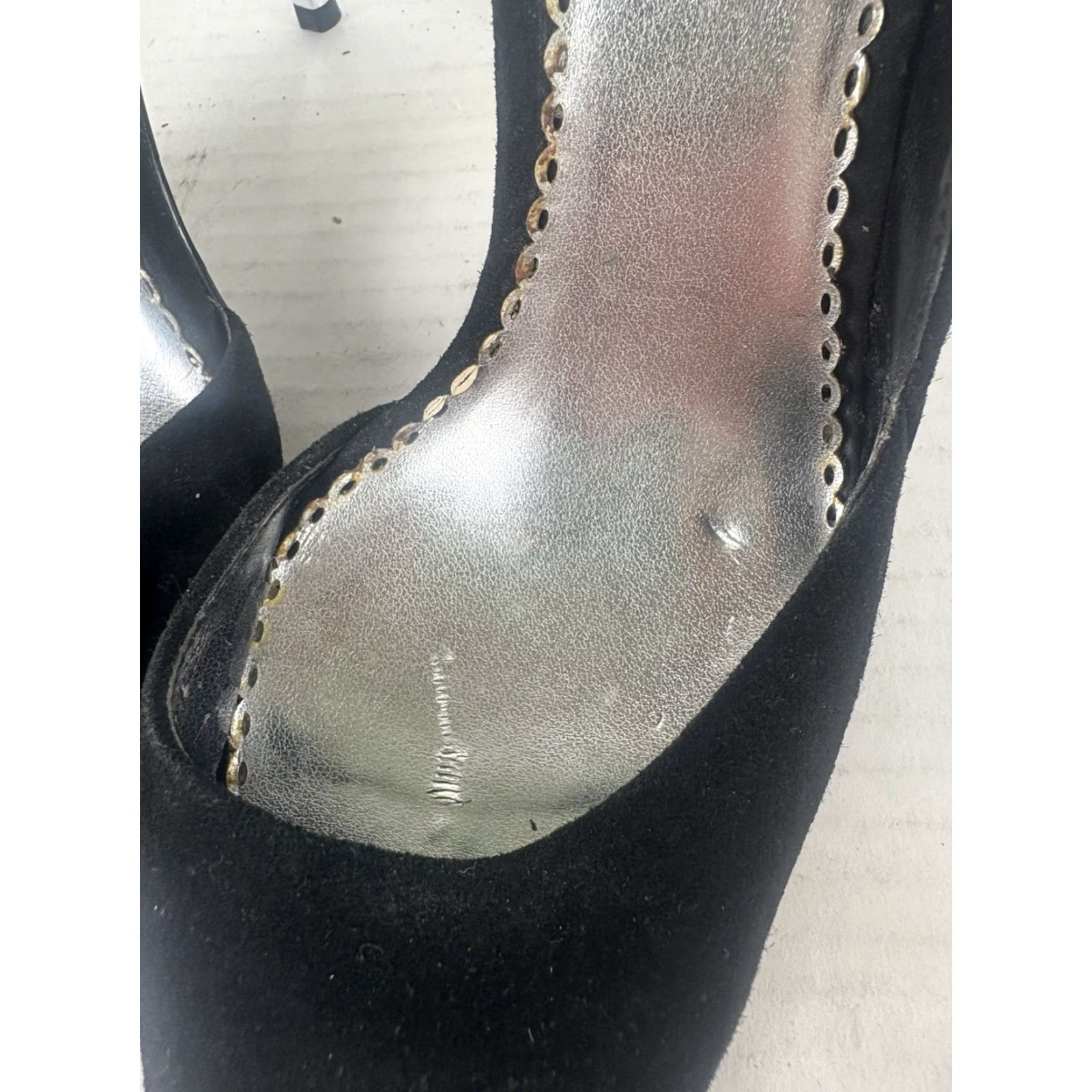 Bebe VINTAGE Bebe Women's Suede Pointed Toe Stiletto Heel 4.5in M Size 7 Silver Black Formal Cocktail Women Size US 7 / IT 37 - 4 Thumbnail