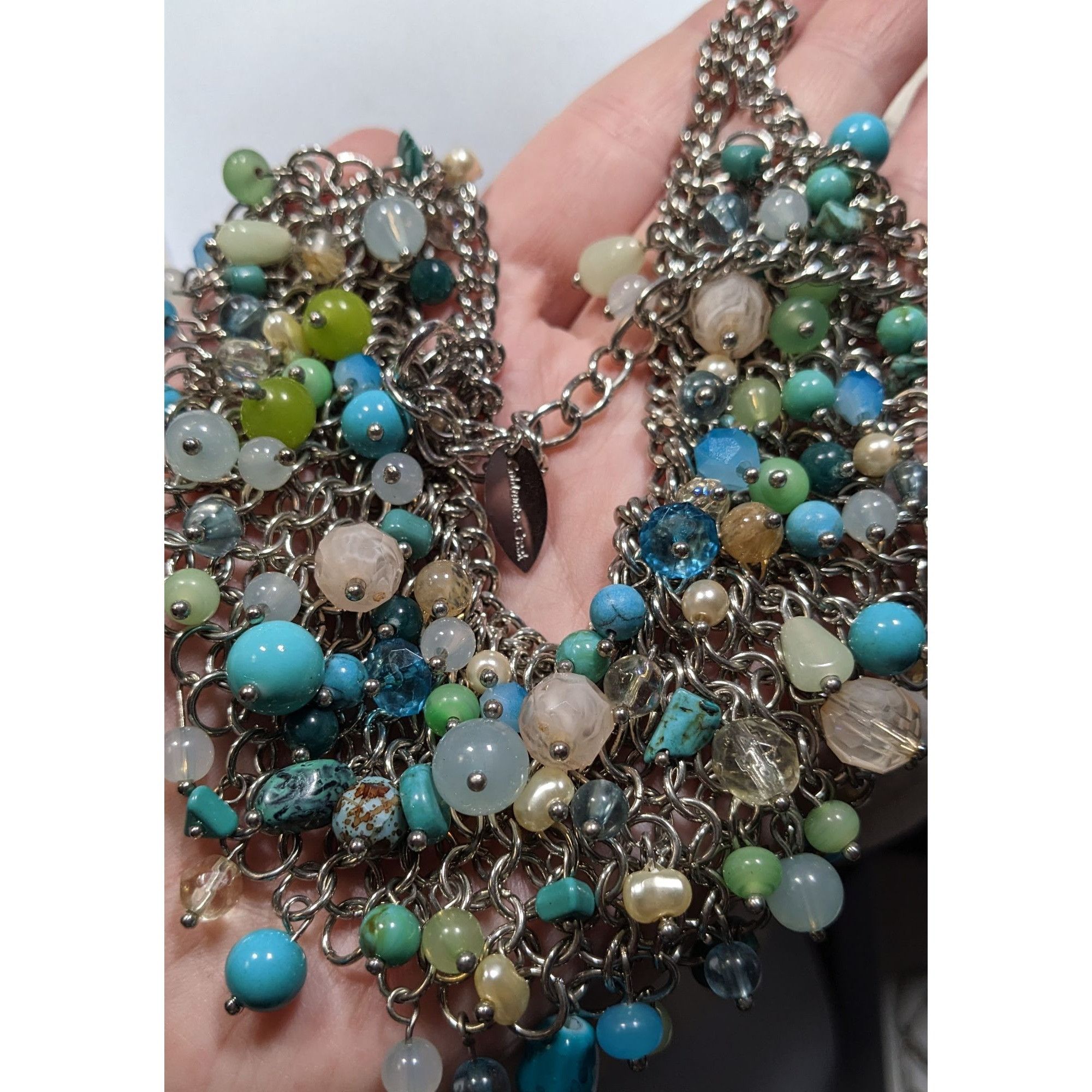 Coldwater Creek Coldwater Creek Cool Tone Beaded Multicolor Bib Necklace Size ONE SIZE - 3 Thumbnail