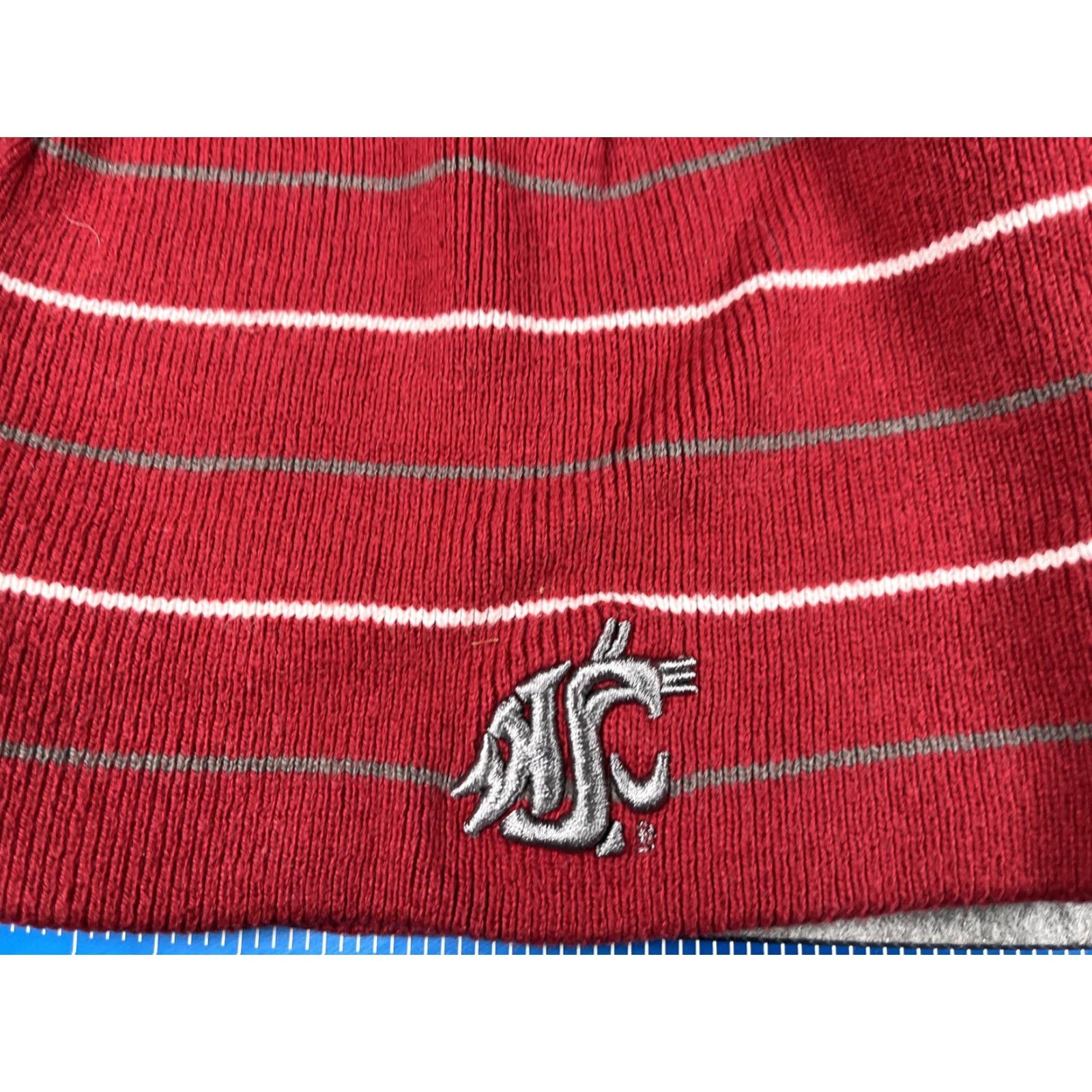 Vintage The Game Beanie Hat Mens One Size Red Striped Washington State WSU Cougars Knit Size ONE SIZE - 2 Thumbnail