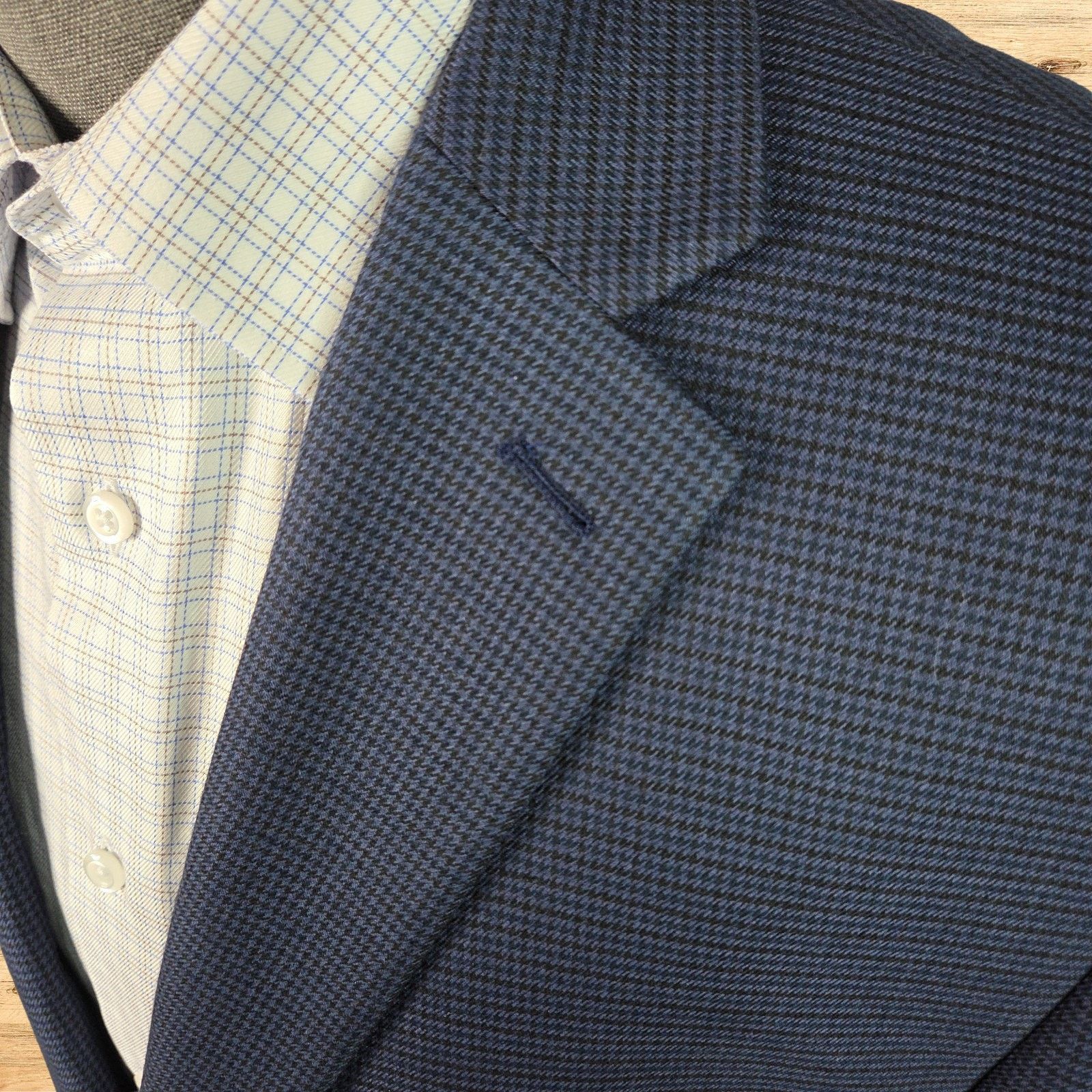 Ralph Lauren Ralph Lauren LRL Sport Coat Jacket Mens 44L Navy Houndstooth Size 44L - 3 Thumbnail