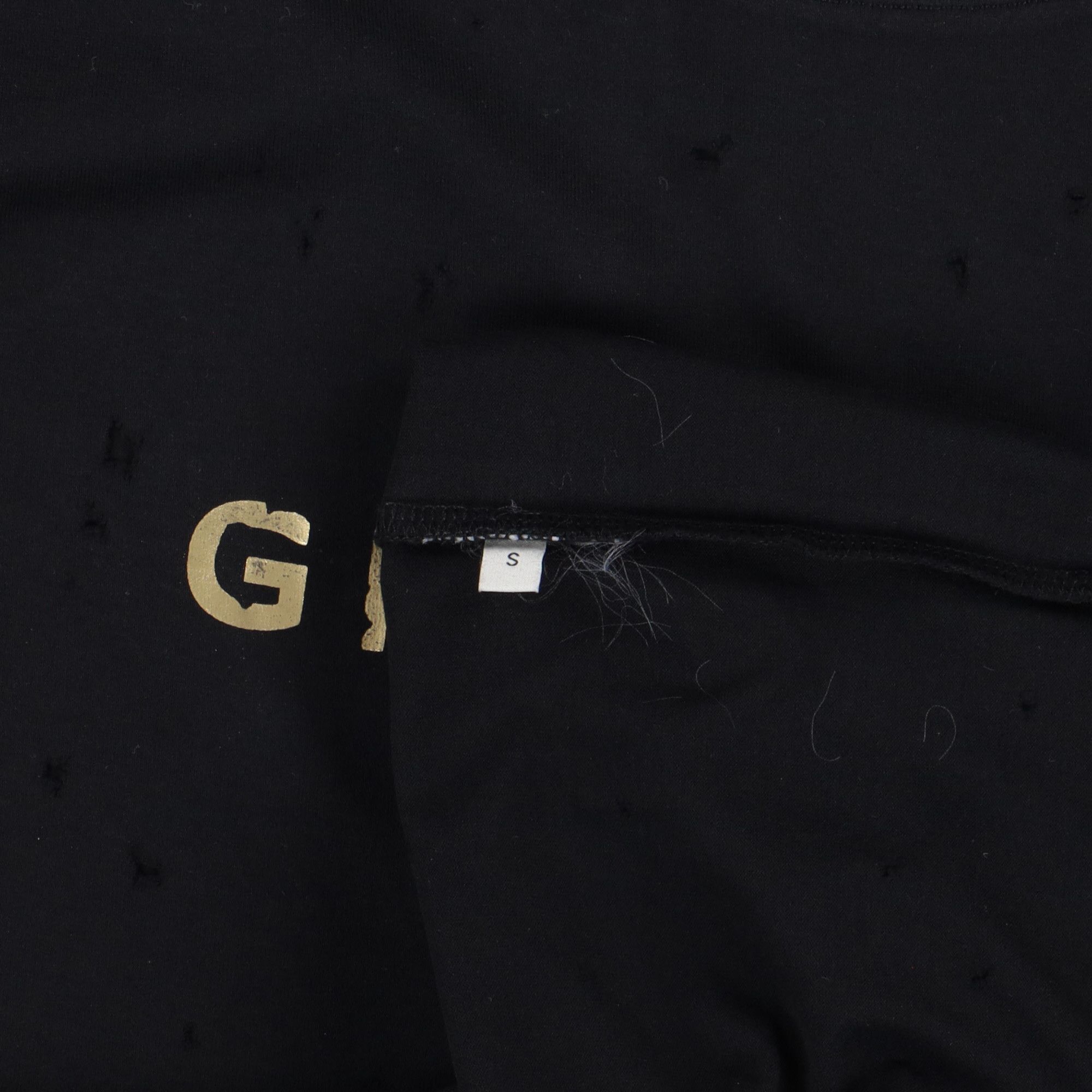 Givenchy Black Distressed Gold Blurred Logo T-Shirt Size S / US 4 / IT 40 - 8 Thumbnail