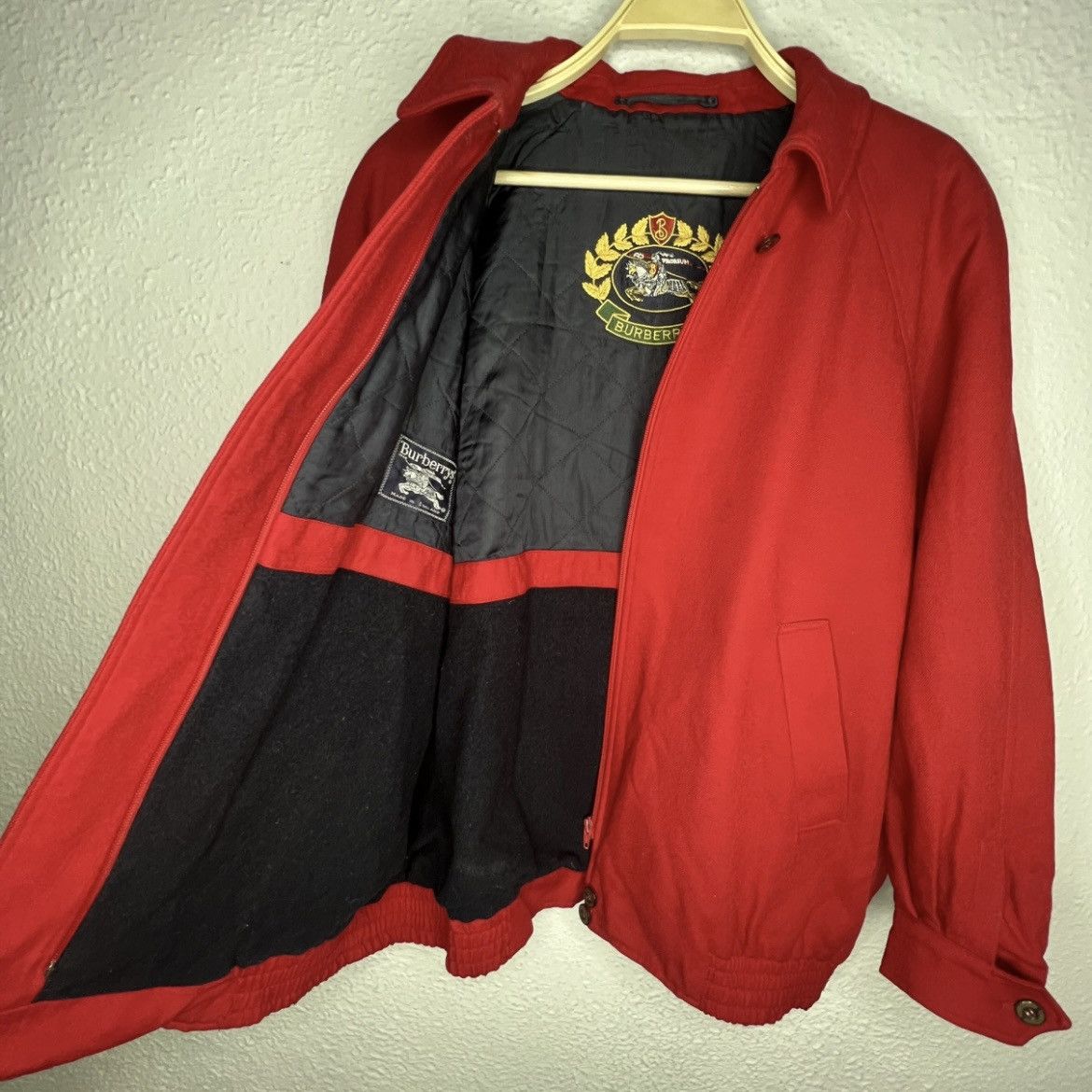 Burberry Vintage Burberry Harrington Style Bomber Wool Red Jacket 90s Size US L / EU 52-54 / 3 - 6 Thumbnail
