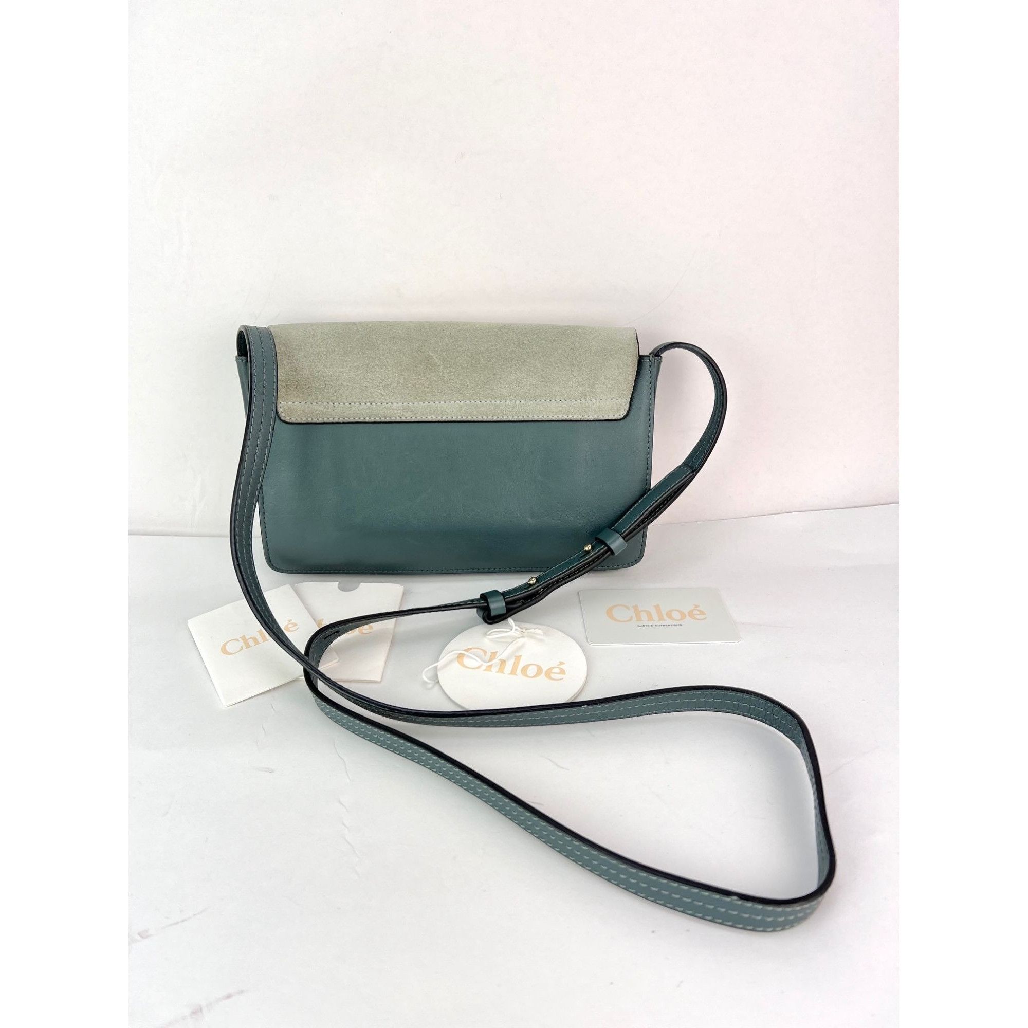 Chloe Chloe Faye Chain Suede Leather Gray Blue Crossbody Bag Size ONE SIZE - 2 Thumbnail