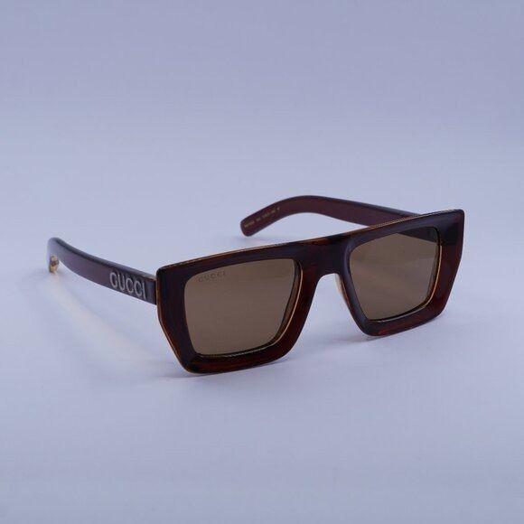 Gucci Gucci GG1723S 002 Sunglasses Transparent Brown Square Frame Size ONE SIZE - 5 Thumbnail