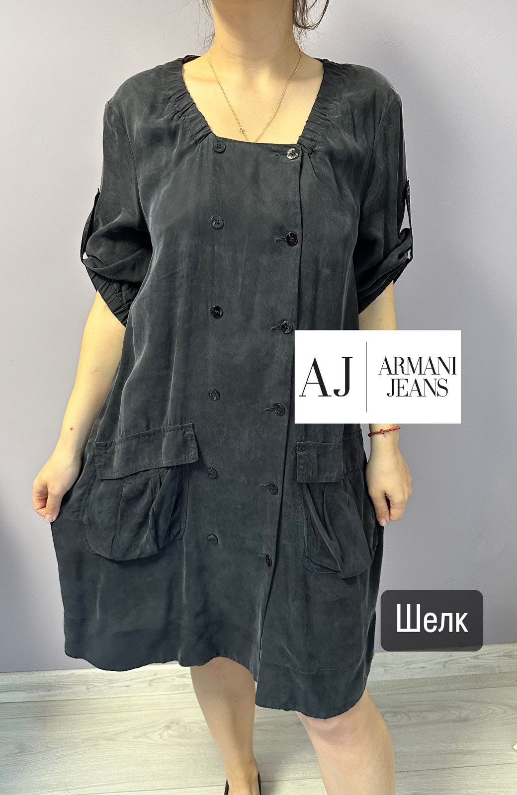 Giorgio Armani × Vintage Silk Armani jeans dress Size L / US 10 / IT 46 - 1 Thumbnail