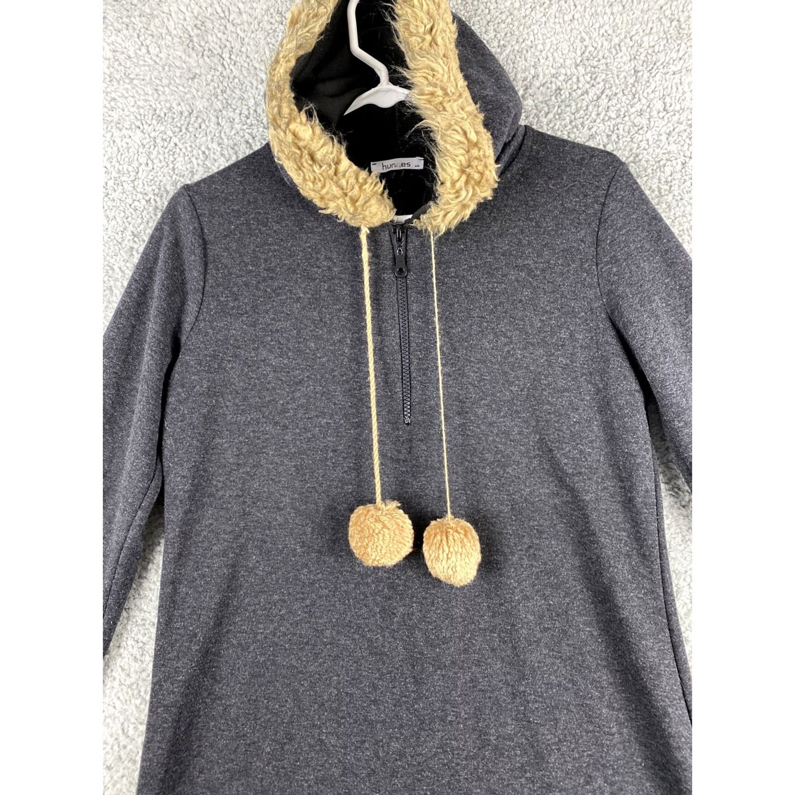 Vintage Hunnes Sweater Coat Hoodie 1/4 Zip Women’s Size M Charcoal Gray Knit Cotton Long Sleeve Solid Pullover Midi Fall Winter Spring Womens Size M / US 6-8 / IT 42-44 - 2 Thumbnail