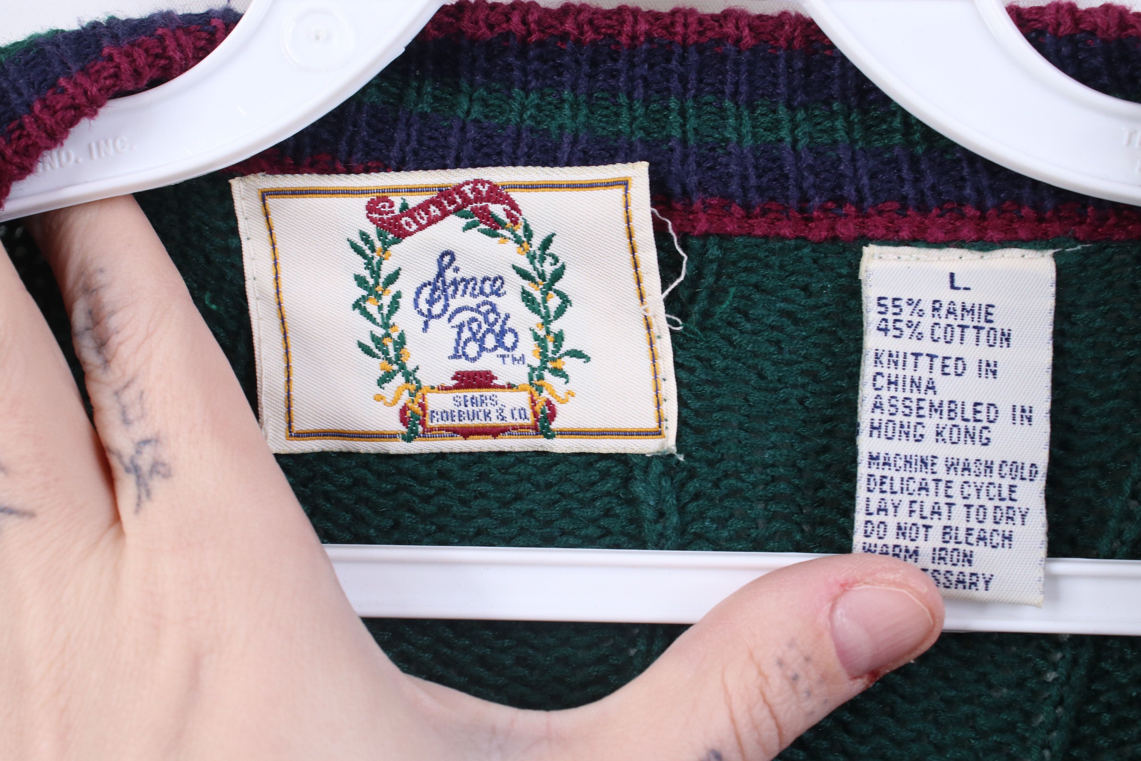 Vintage Vintage 90s Streetwear Ribbed Cable Knit Cardigan Sweater Size US L / EU 52-54 / 3 - 5 Thumbnail