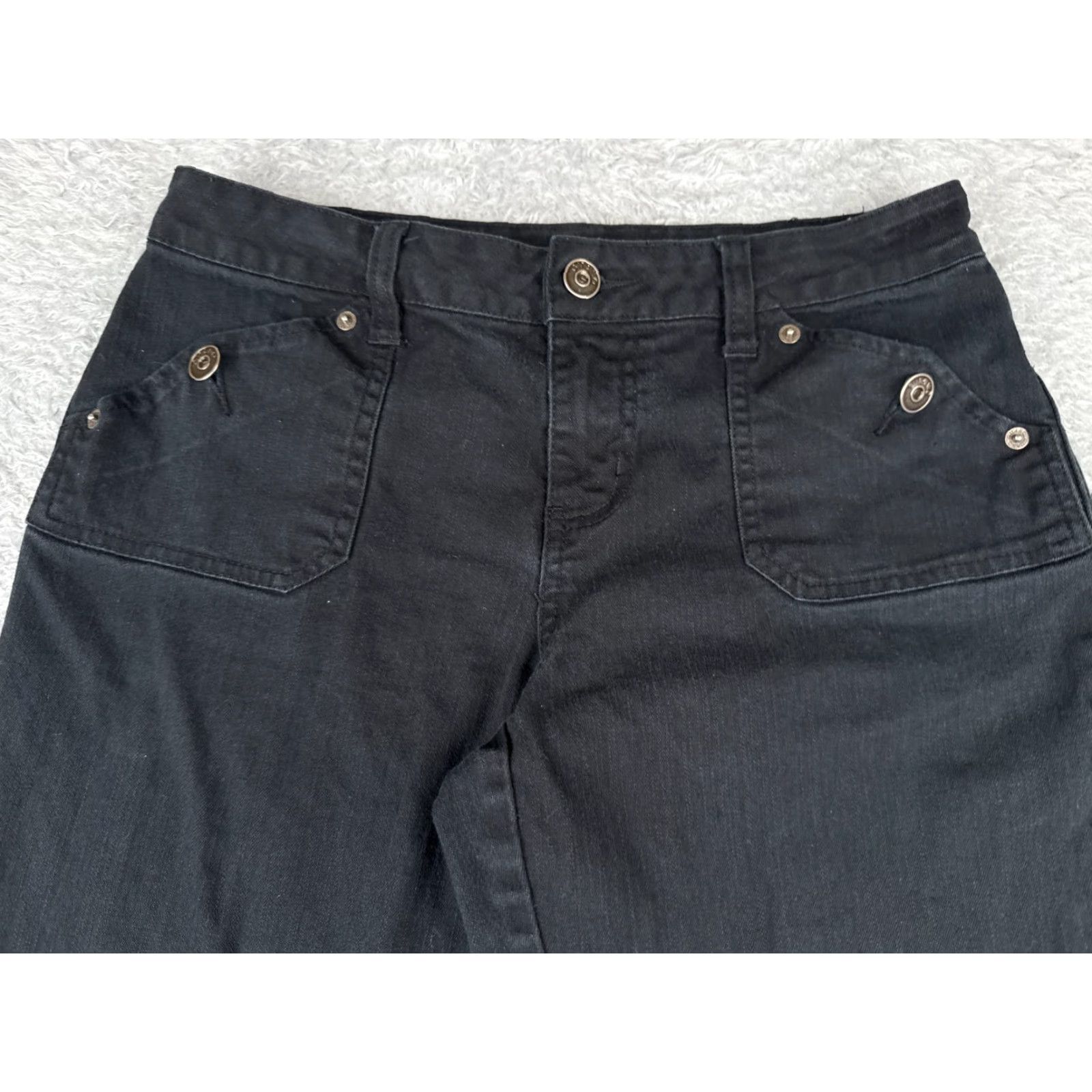 Denime Gianto Jeans Women Bootcut 6 Black Denim 28x31 Mid Rise 5-Pocket Cotton Stretch Flap Pocket Zipper Button Modern Jeans Womens Size 28" / US 6 / IT 42 - 4 Thumbnail