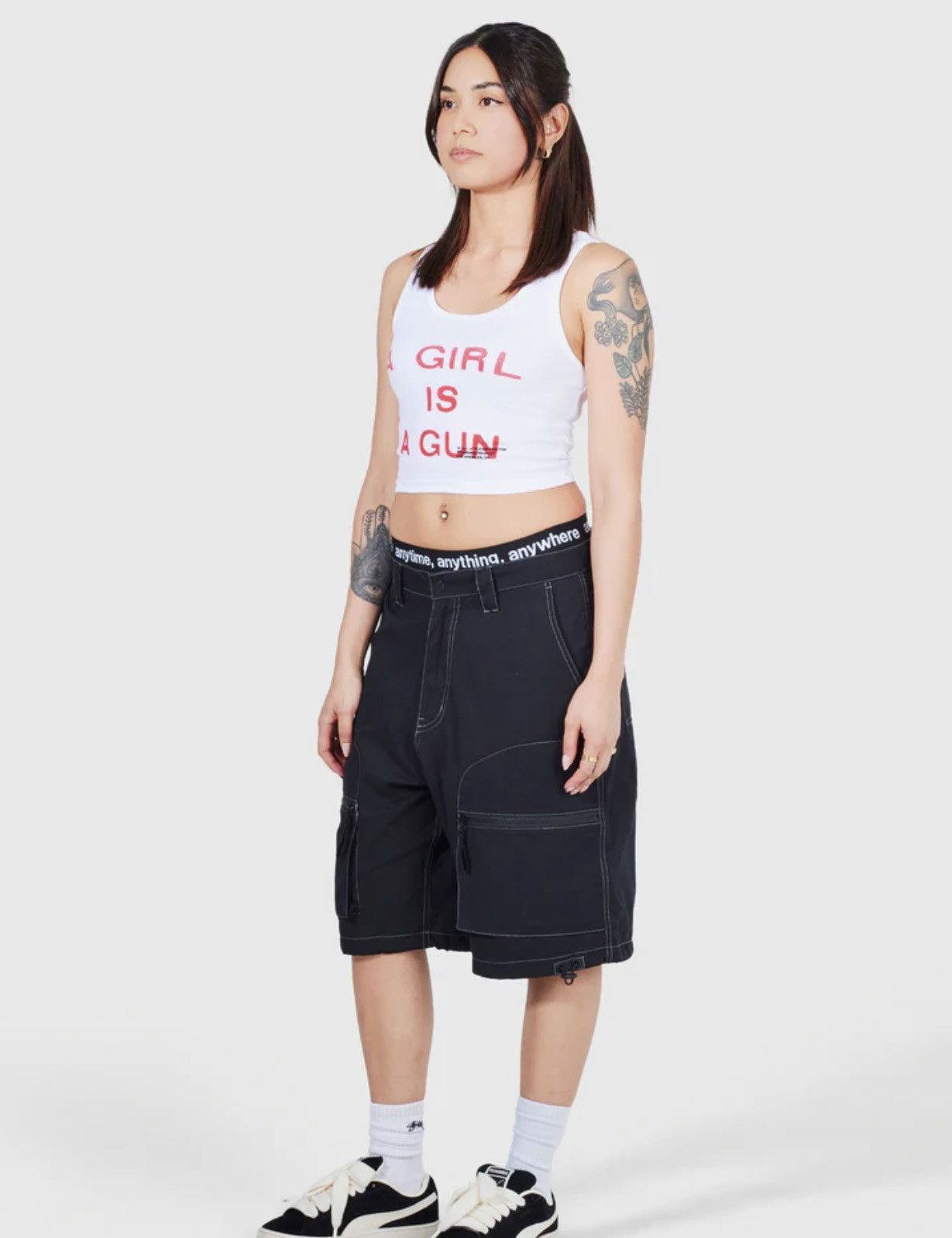 Pleasures Medium White A Girl is A Gun Tank Top Red Tee Shirt Size M / US 6-8 / IT 42-44 - 2 Thumbnail
