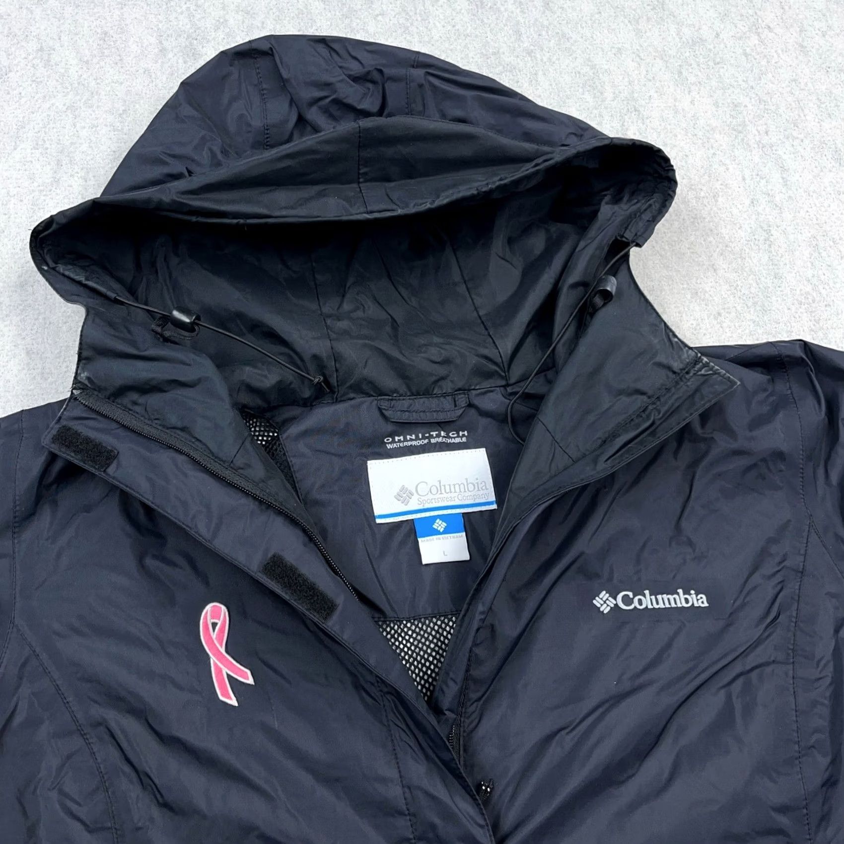 Rains Columbia Jacket Women L Black Omni Tech Windbreaker Rain Coat Full Zip Size L / US 10 / IT 46 - 3 Thumbnail