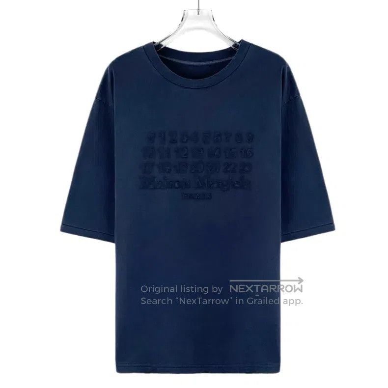 Maison Margiela Maison Margiela Dark blue logo cut cotton round-neck short Size US S / EU 44-46 / 1 - 1 Thumbnail