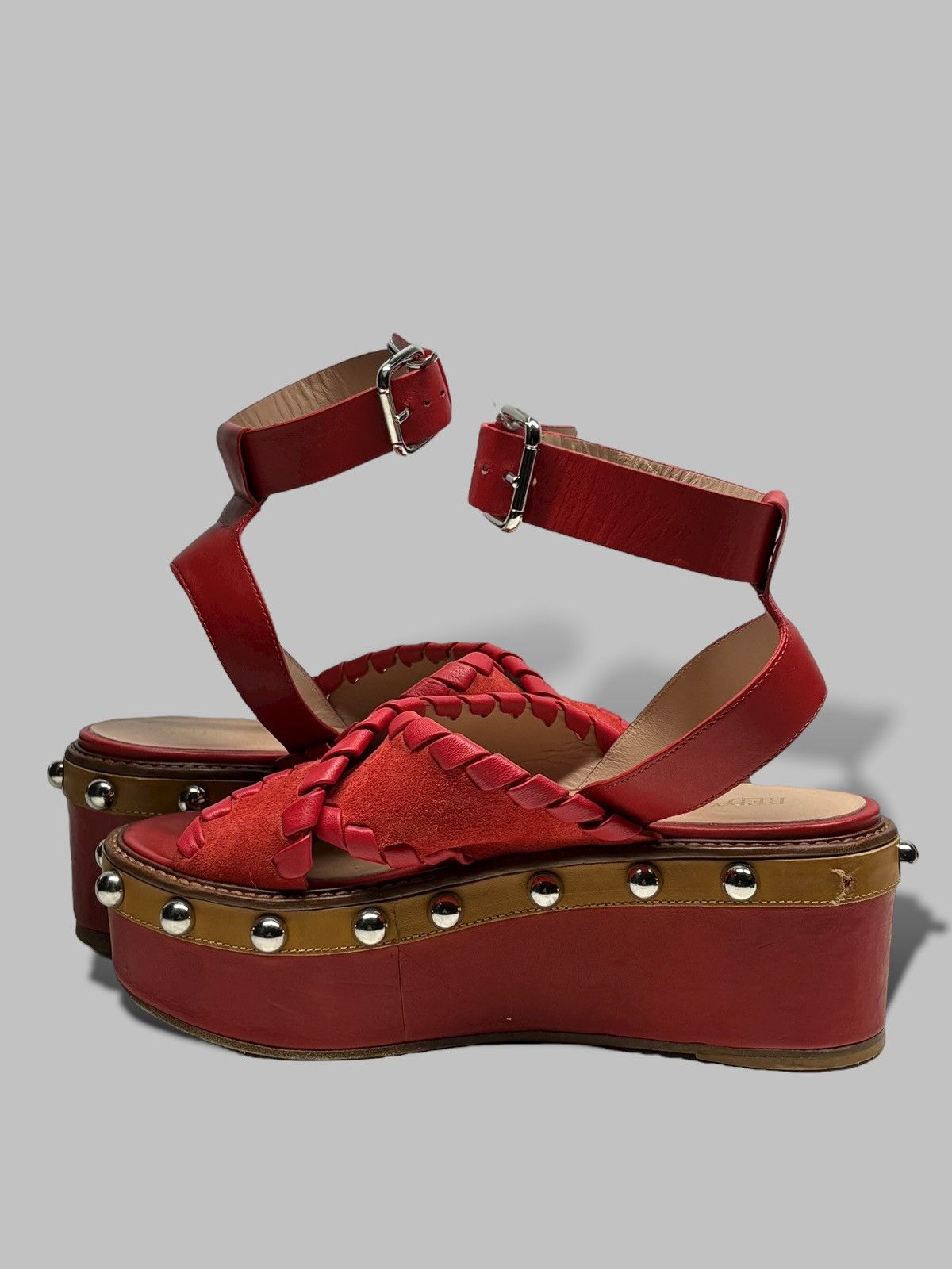 RED Valentino Red Valentino Studded Platform Sandals Hot Red 800$ RRP Size US 8 / IT 38 - 10 Thumbnail