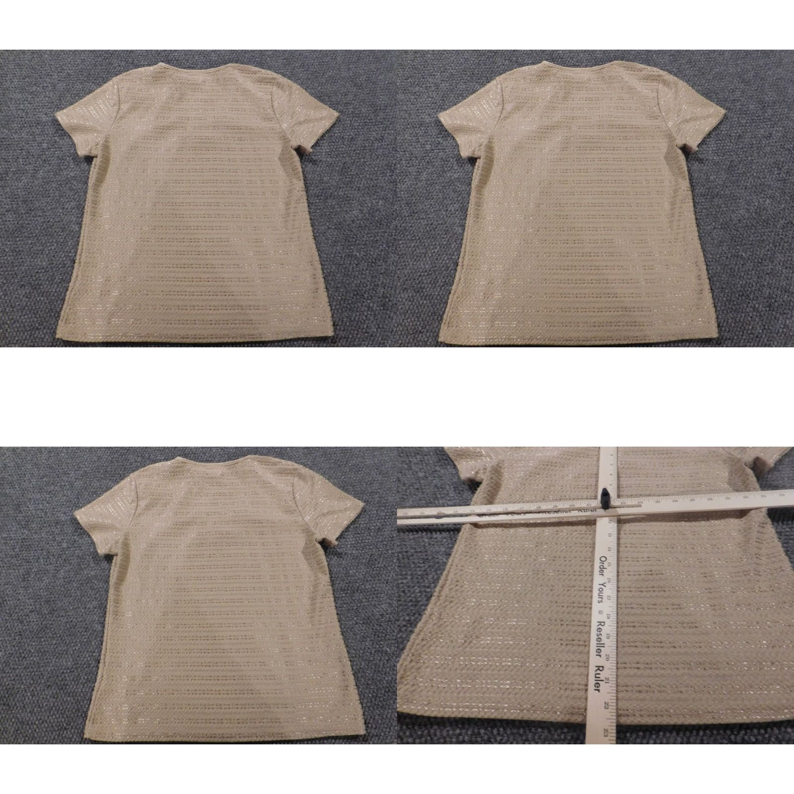 Vintage Jaclyn Smith Womens Blouse S Beige Short Sleeve Crew Neck Pullover Regular Lightweight Stretch Casual Solid Basic Classic Size S / US 4 / IT 40 - 8 Thumbnail