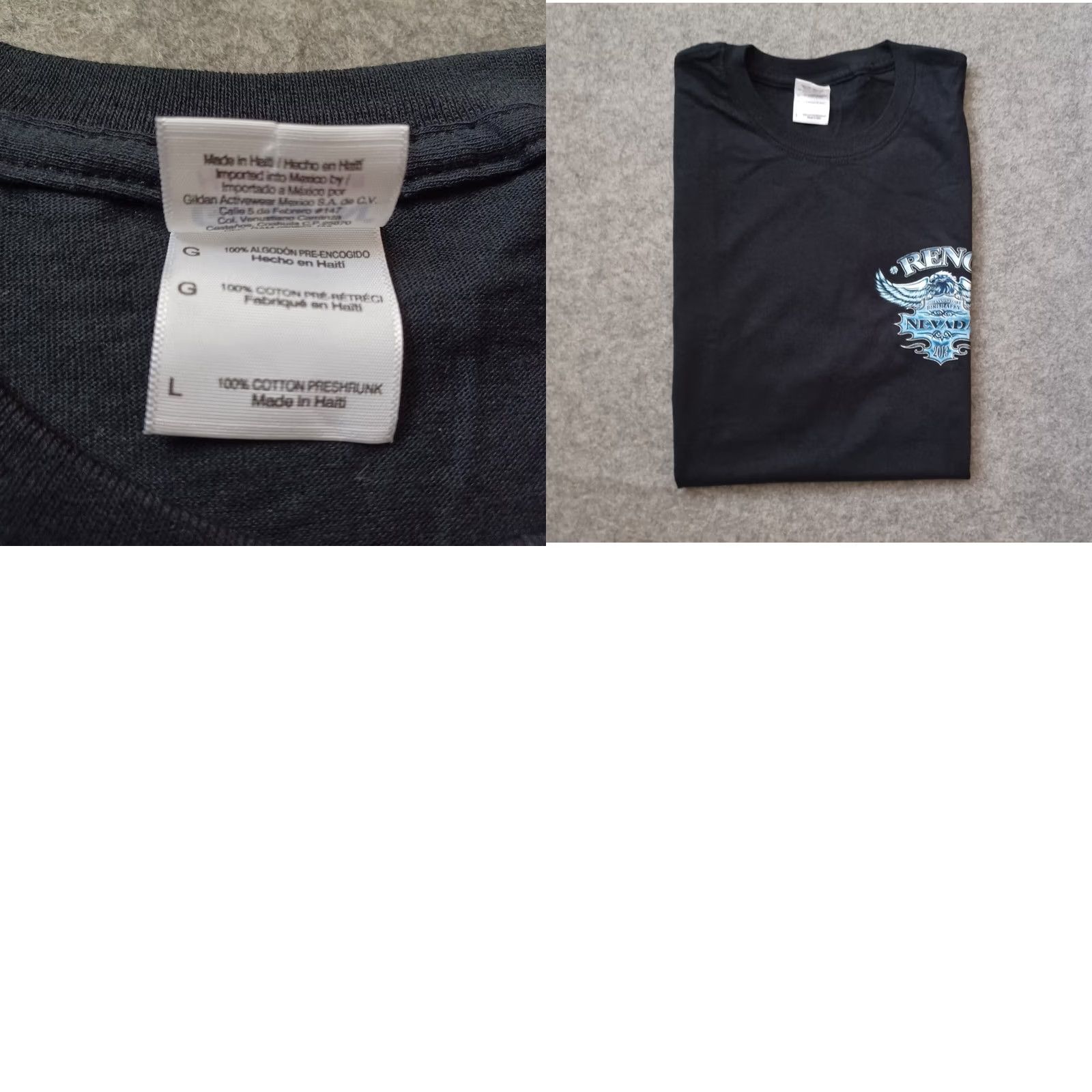 Gildan Reno NV Bike Rally Mens Shirt L Black 19th Anniversary Double Side Graphic 2013 Size US L / EU 52-54 / 3 - 9 Thumbnail