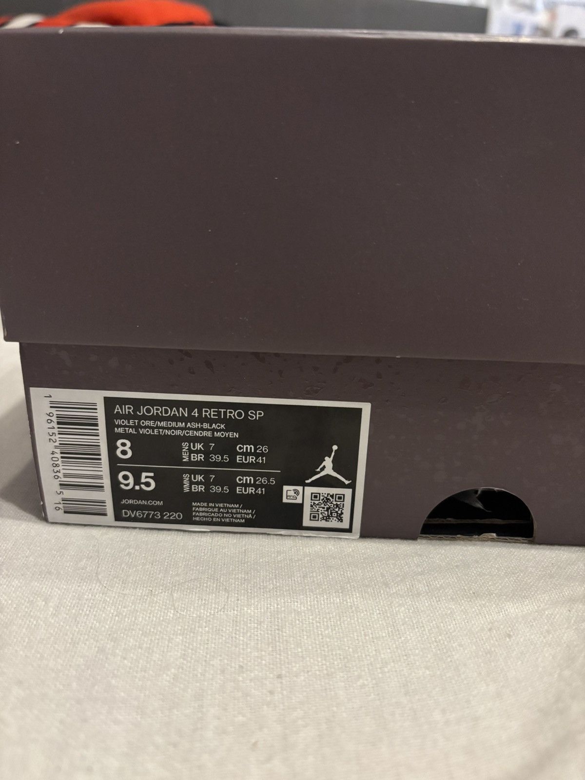 A Ma Maniere Nike Air Jordan x A Ma Maniere Jordan 4 Violet Ore Size US 8 / EU 41 - 8 Thumbnail
