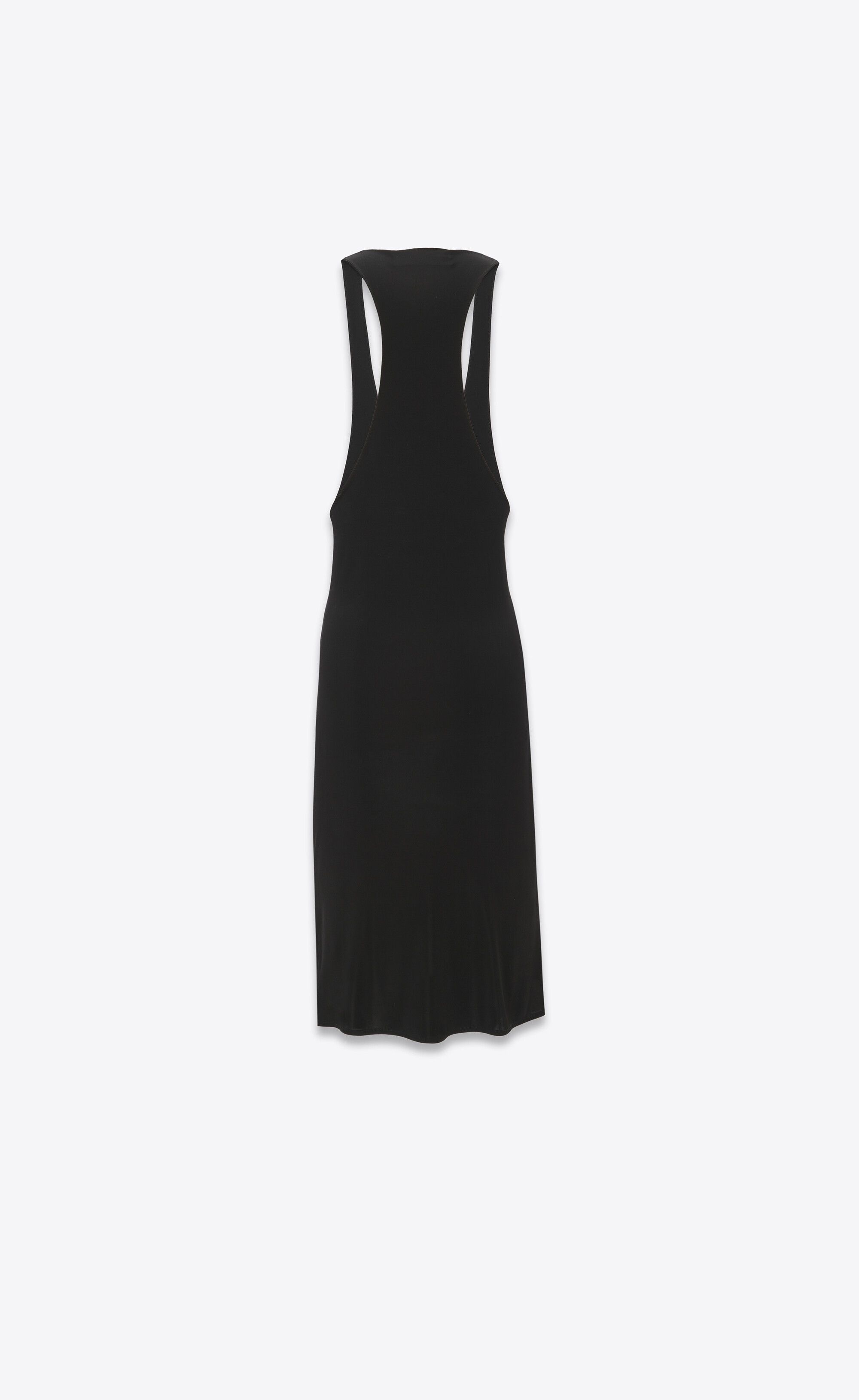 Saint Laurent Paris o1s1wg110125 765470 Racerback Dress in Shiny Jersey in Black Size XS / US 0-2 / IT 36-38 - 2 Thumbnail