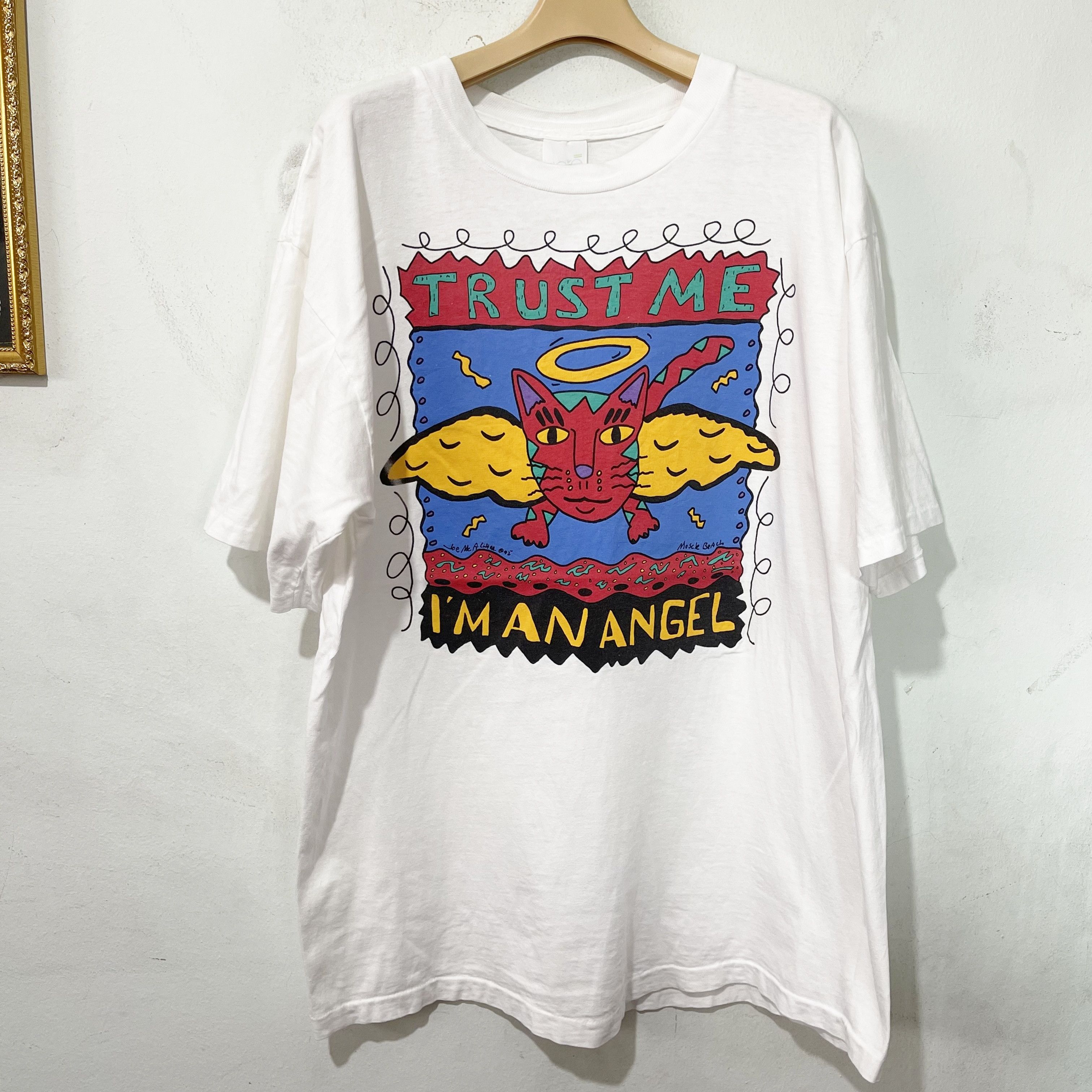 Vintage Vintage 90s Trust Me Im An Angel Cat T-Shirt Size US XL / EU 56 / 4 - 1 Thumbnail