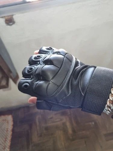 Leather PU Leather Tactical Half Finger Gloves Size M Size ONE SIZE - 7 Thumbnail