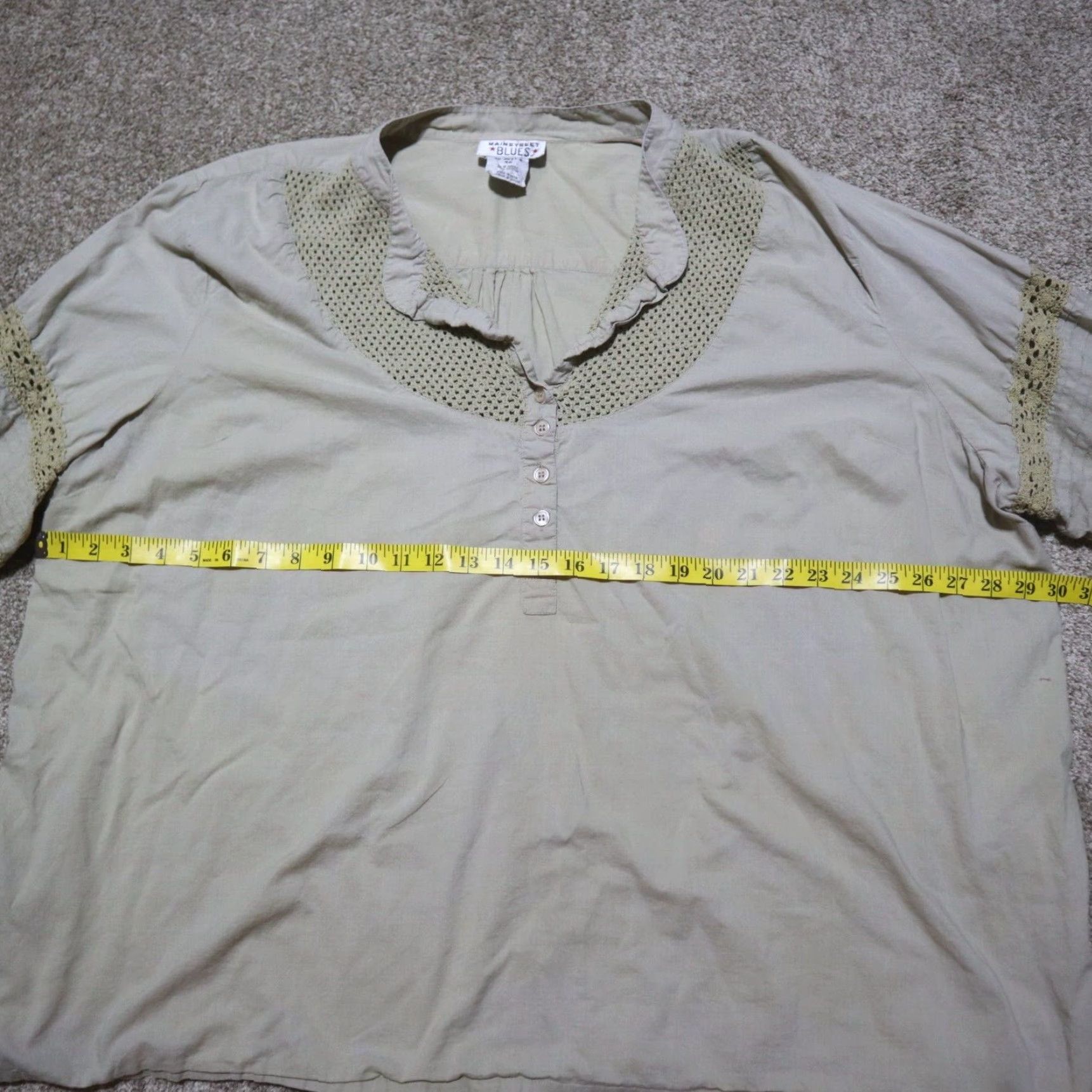 Vintage VINTAGE Mainstreet Blues Shirt Blouse - Tan Brown Plus Size 4X Womens Short Sleeve Top Size XXL / US 16-18 / IT 52-54 - 5 Thumbnail