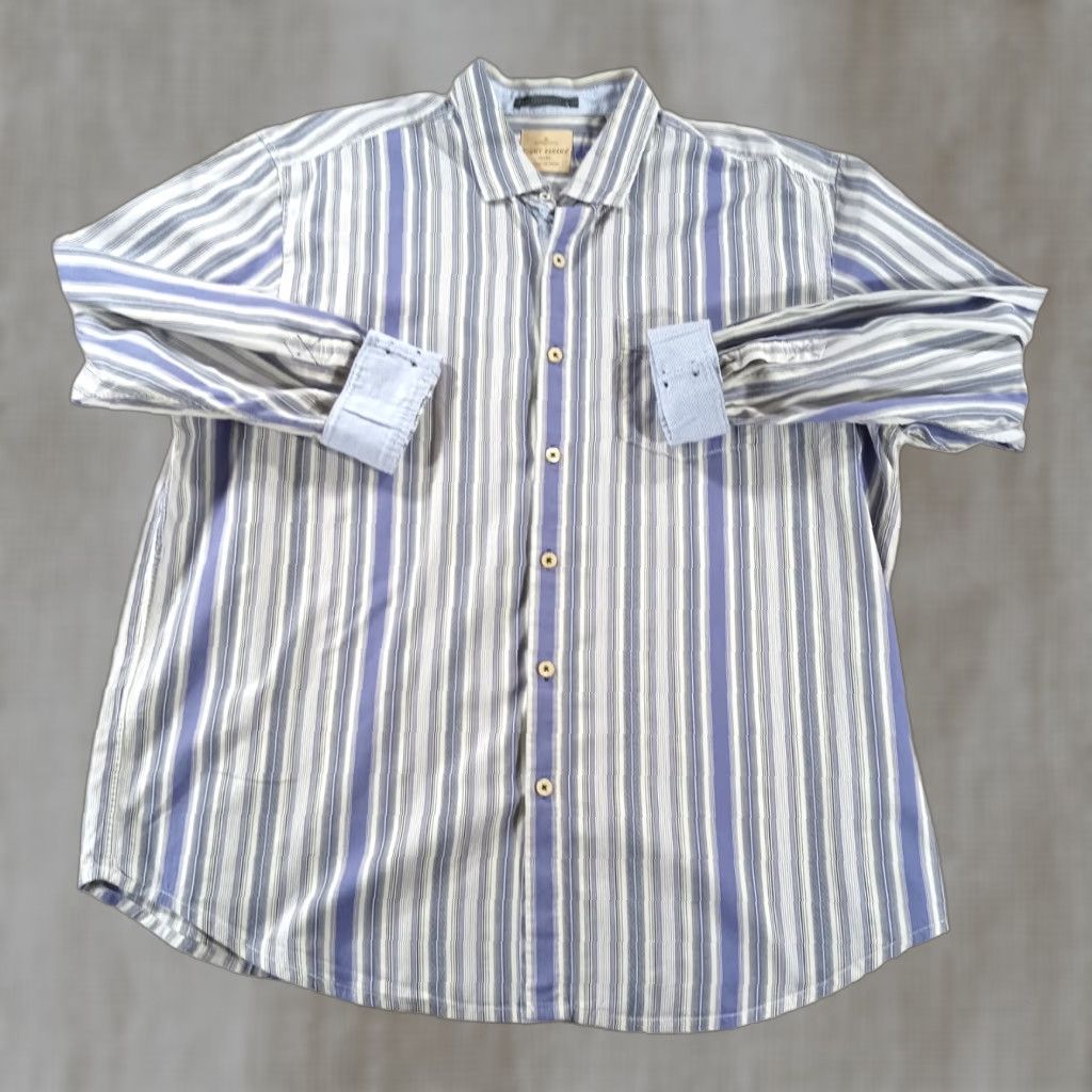 Tommy Bahama Island Crafted Shirt XXL Mens Striped Long Sleeve Button-Up Casual 2XL Multicolor Cotton Classic American