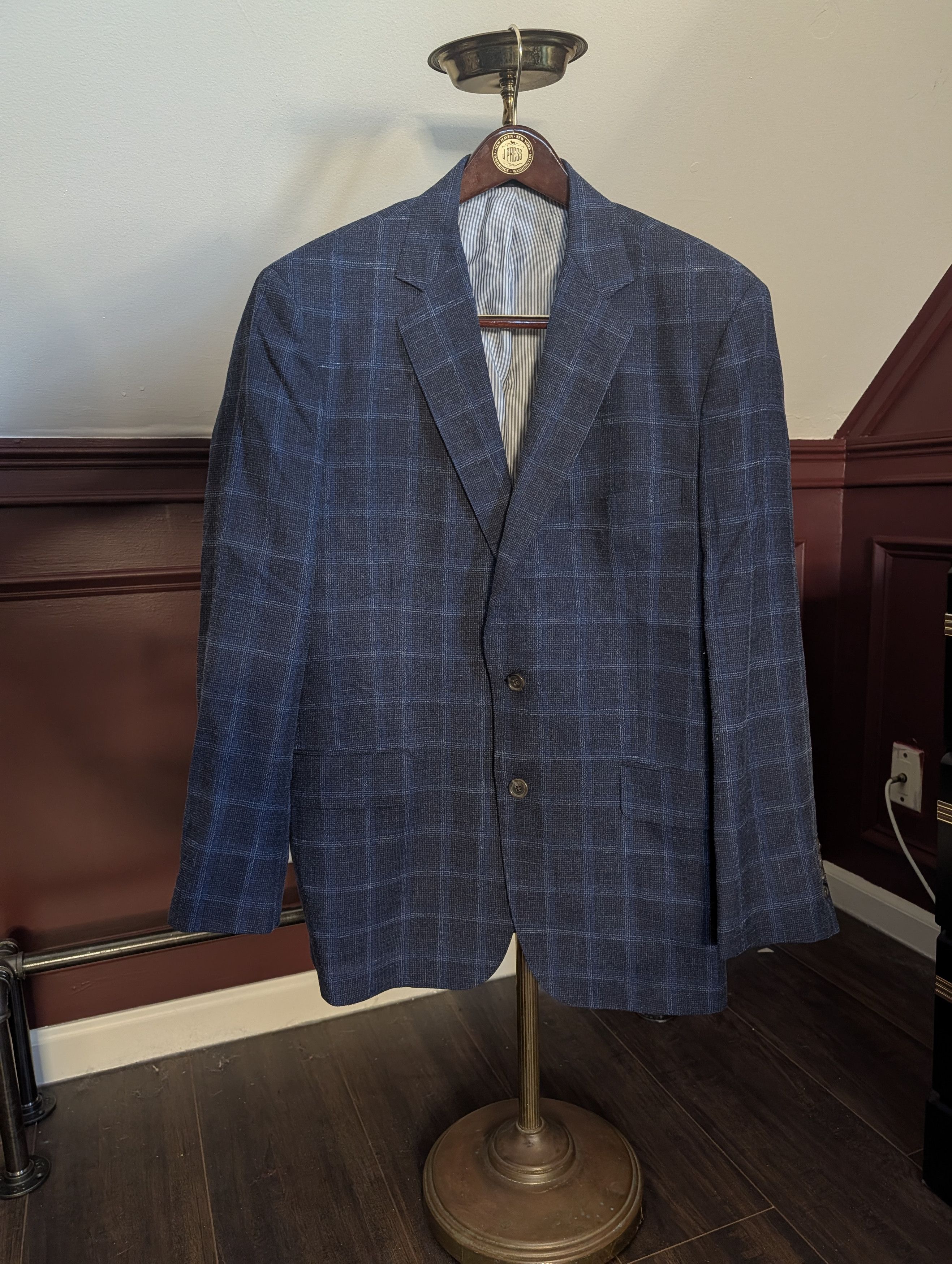 Allen Edmonds Blue plaid SILK (?) UNION-MADE MiUSA light sport coat ...