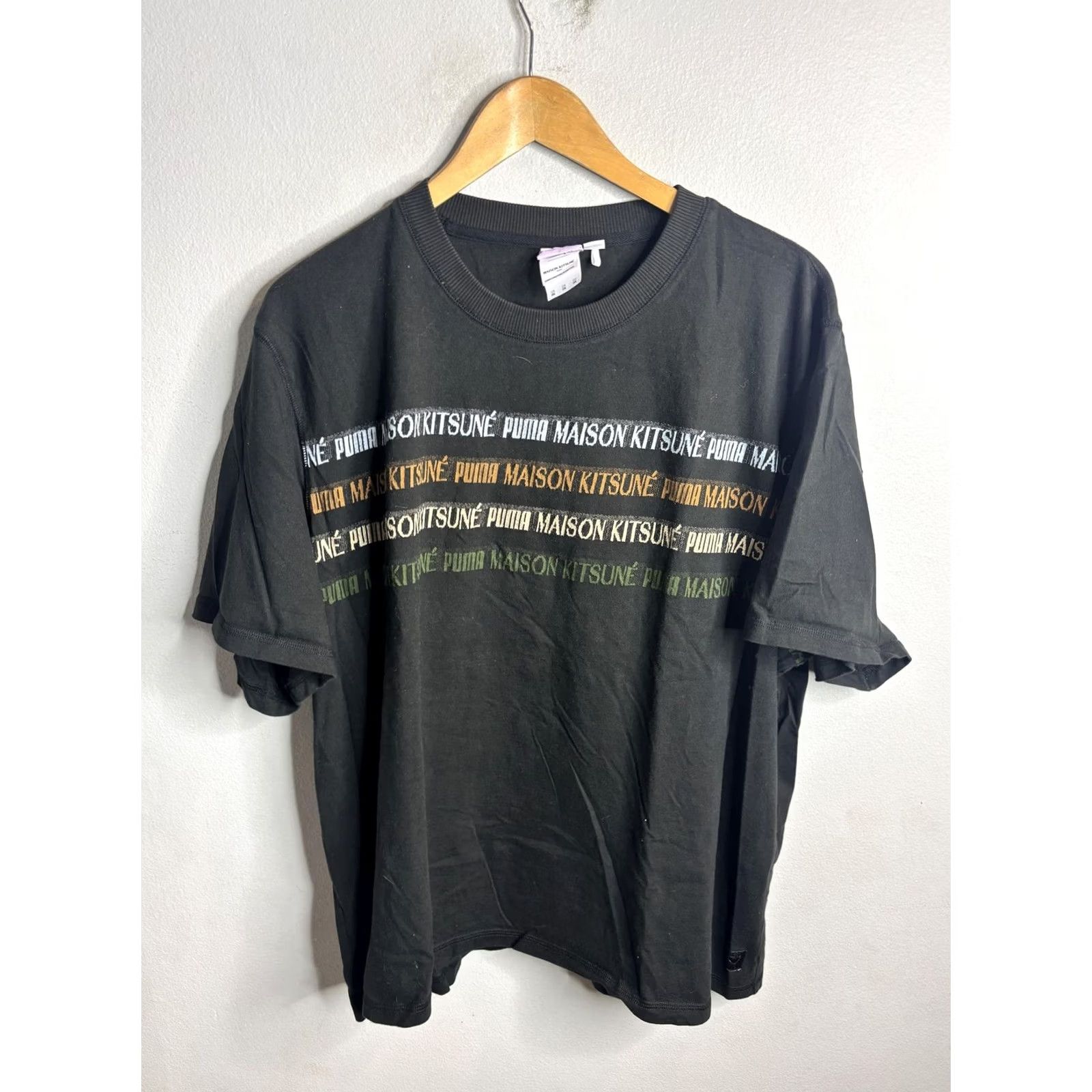 Vintage Maison Kitsuné Shirt Mens 2XL Black Puma Stripe Graphic T-Shirt Streetwear Size US XXL / EU 58 / 5 - 2 Thumbnail