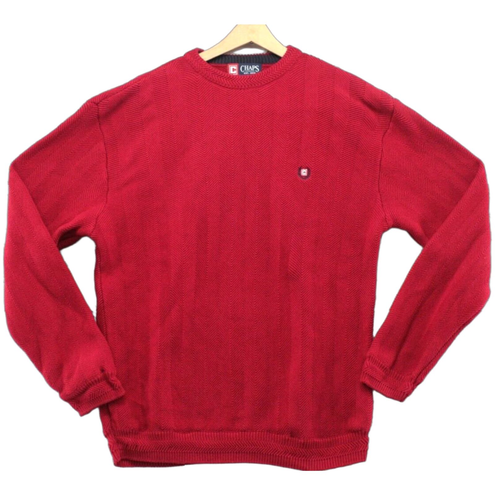 Chaps Chaps Ralph Lauren Sweater Men L Red Herringbone Ribbed Fisherman Preppy Pullover Knit Crew Neck Christmas Preppy Dad 100% Cotton Regular Style Logo Size US L / EU 52-54 / 3 - 1 Thumbnail