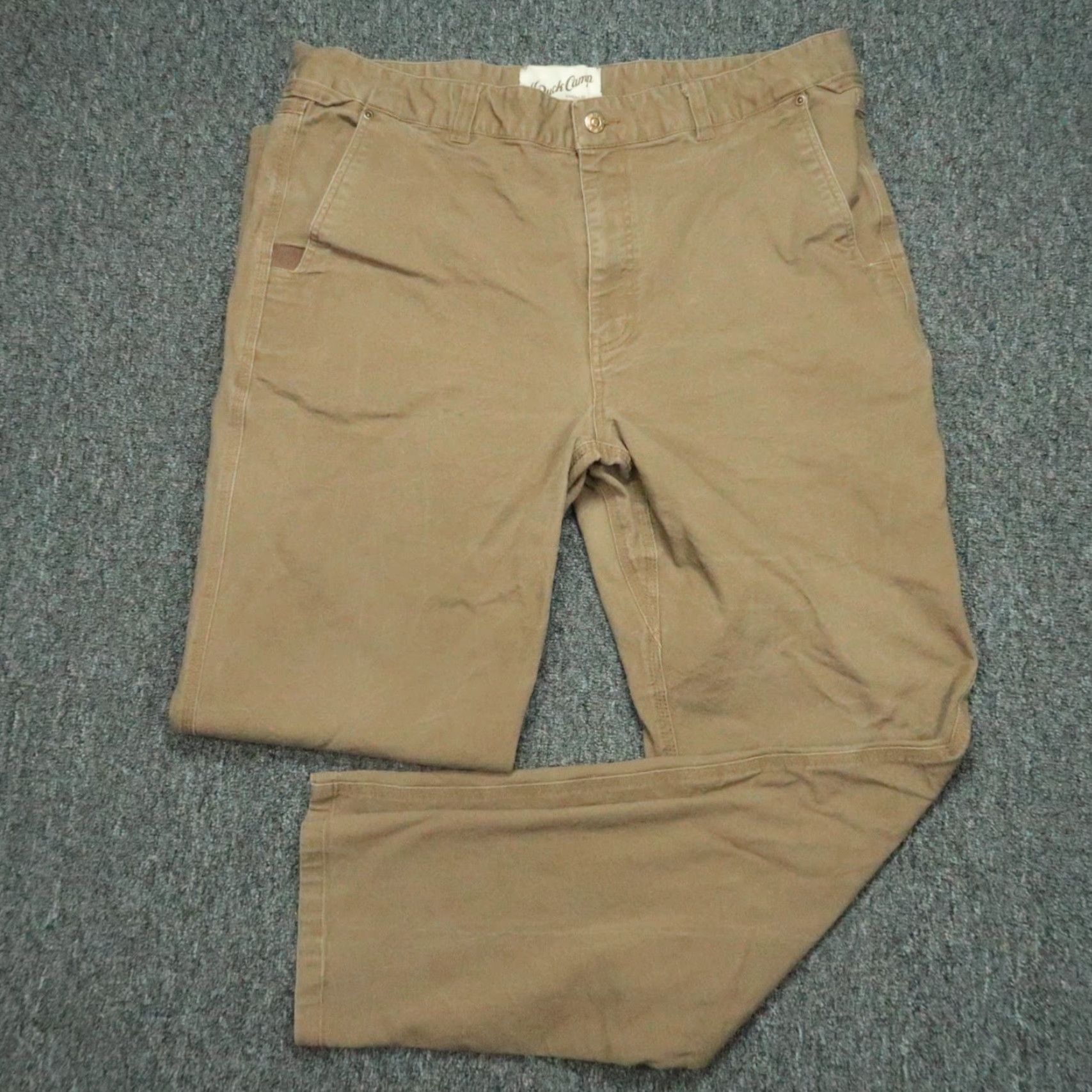 Vintage Duck Camp Pants Mens 38x32 Brown Canvas Hiking Outdoor Workwear Regular Straight Front Pocket Trousers 38 Inseam Brown Mens Size US 38 / EU 54 - 2 Thumbnail