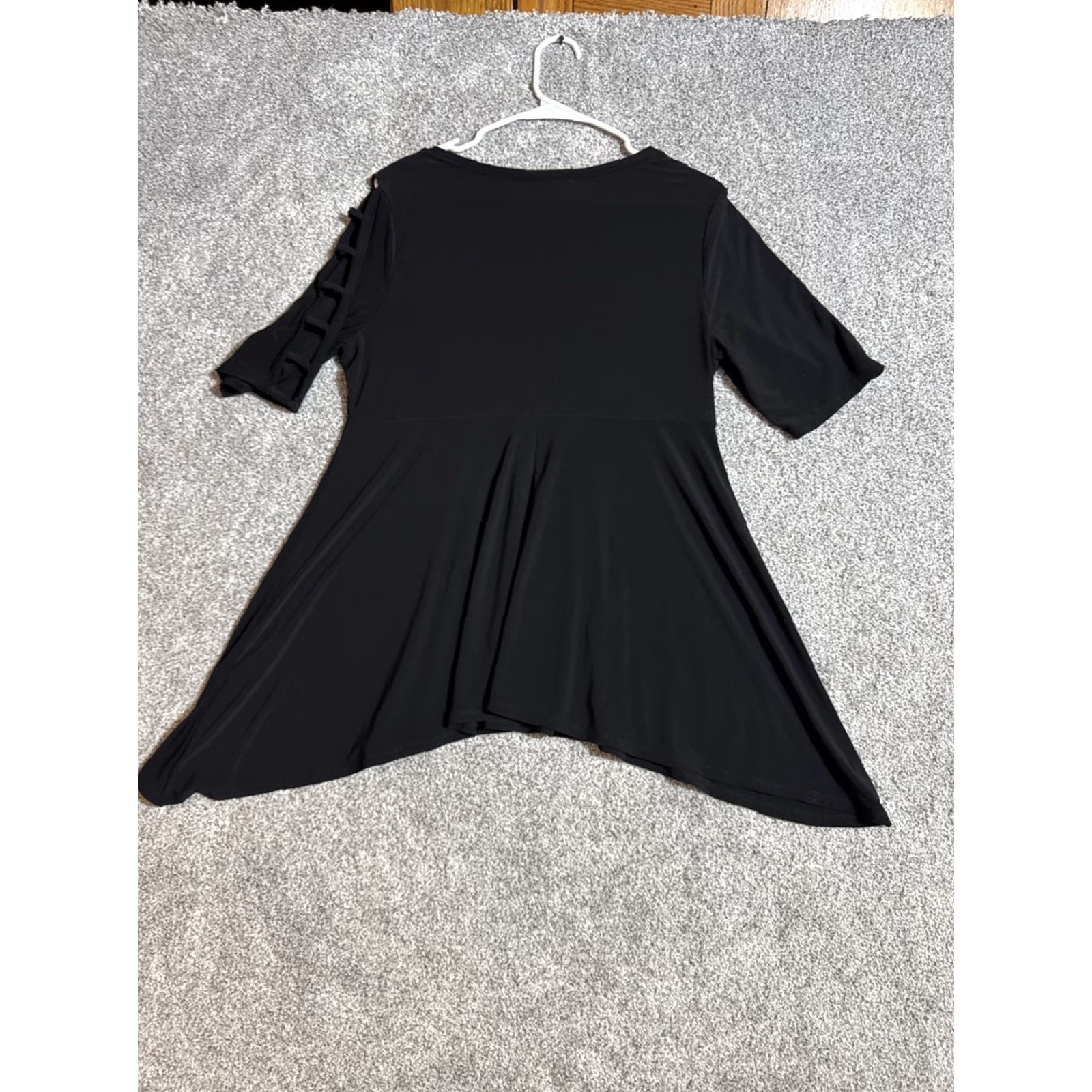 Vintage Chaus Tunic Top Blouse Womens Large L Black Short Sleeve Scoop Neck Pullover Casual, Travel All Seasons Easy Care Stretch Size L / US 10 / IT 46 - 7 Thumbnail