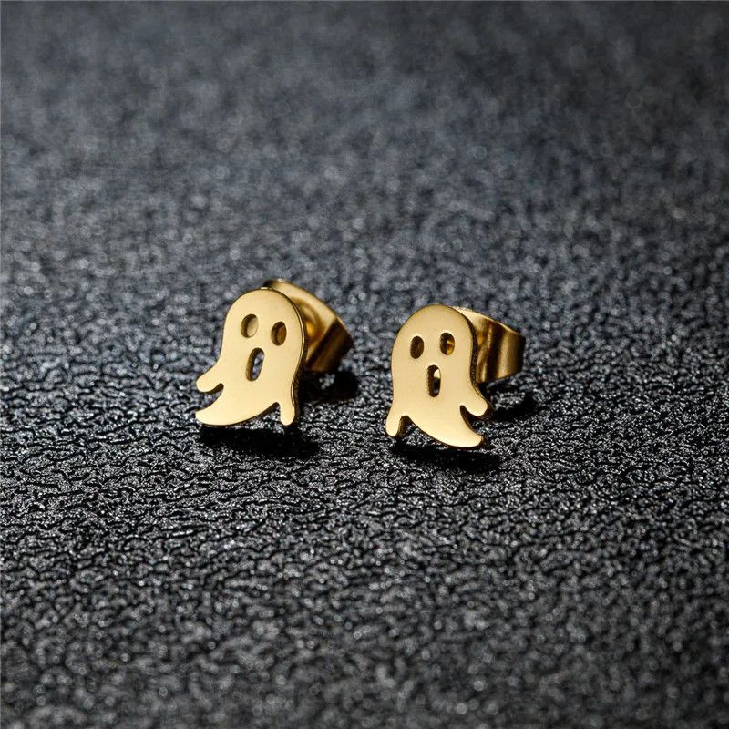 Jewelry Mini Gothic Ghost Stud Earrings Charm Earring Gift Size ONE SIZE - 1 Preview
