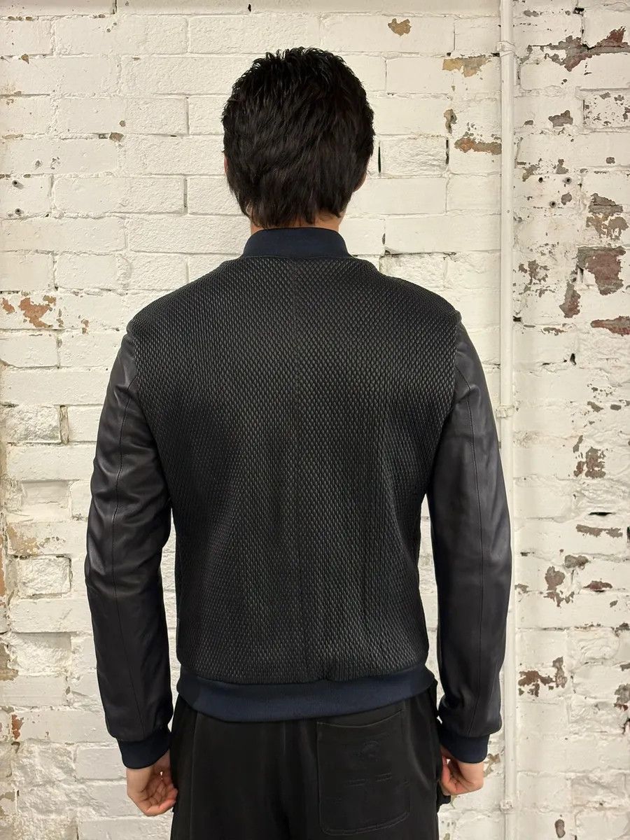 Emporio Armani AW2018 Emporio Armani Navy & Black Waffled Leather Bomber Jacket Size US M / EU 48-50 / 2 - 4 Thumbnail