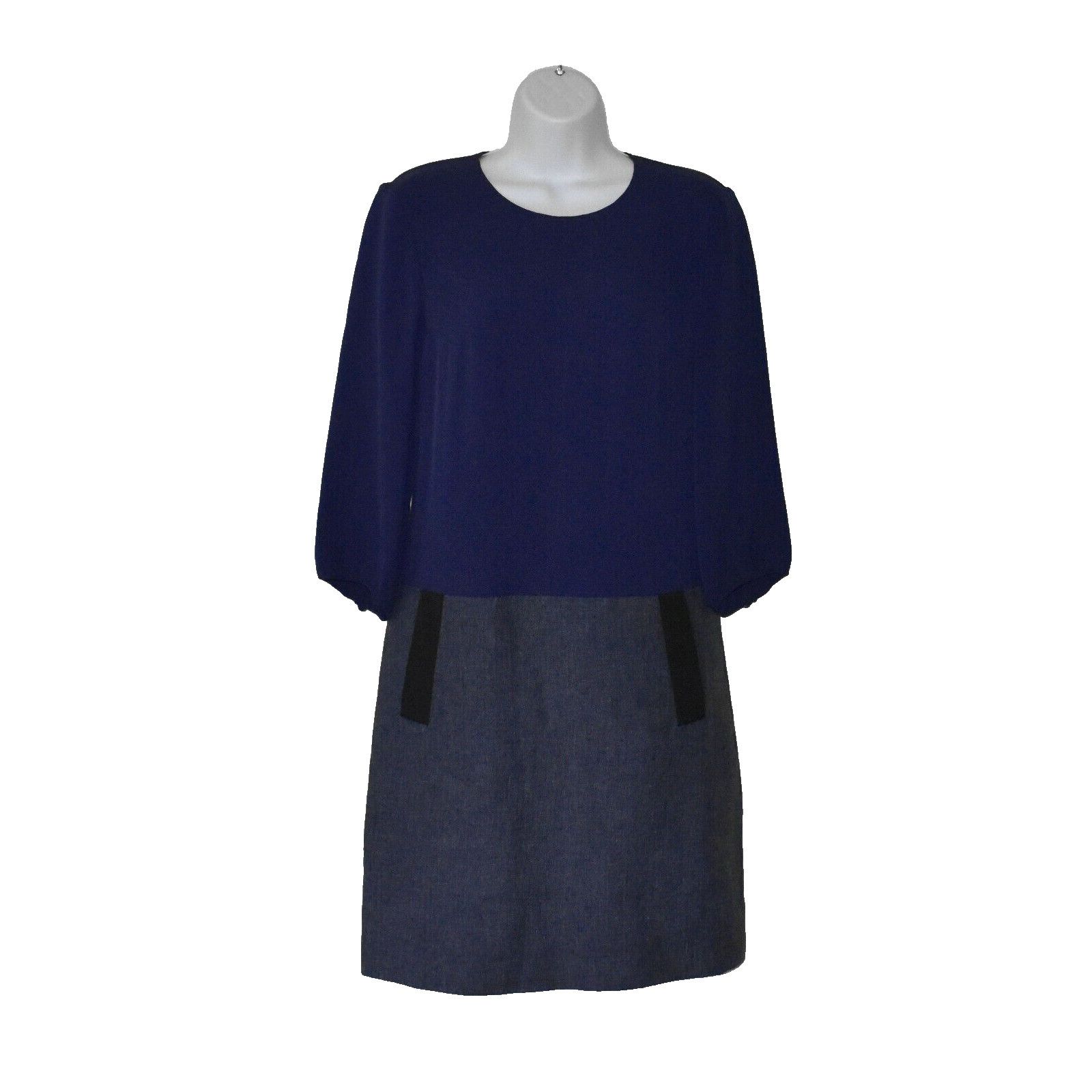 Longchamp NEW LONGCHAMP Blue Silk Top Sleeves Linen Skirt Dress Sz 38 Size XS / US 0-2 / IT 36-38 - 1 Thumbnail