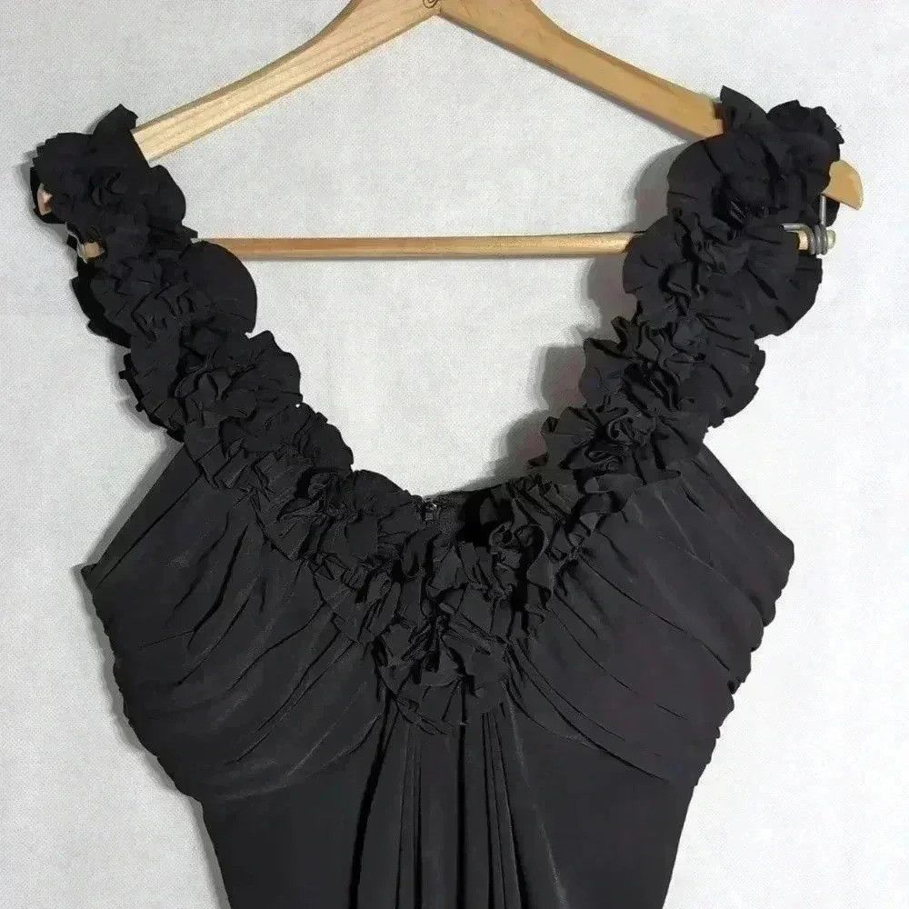 MAGGY LONDON Black Party Dress Ruffled Straps Sheath mini sz 12 Size XL / US 12-14 / IT 48-50 - 2 Thumbnail